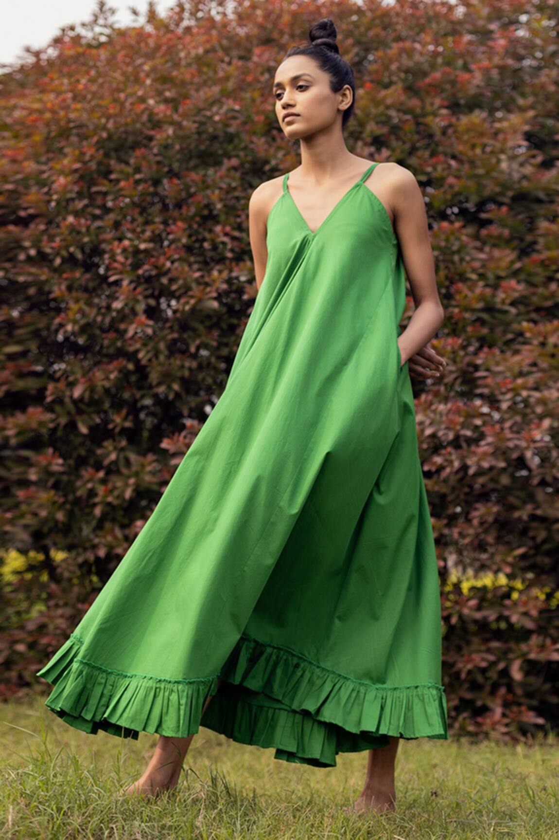 Kharakapas Leafy Meadows Cotton Poplin Dress