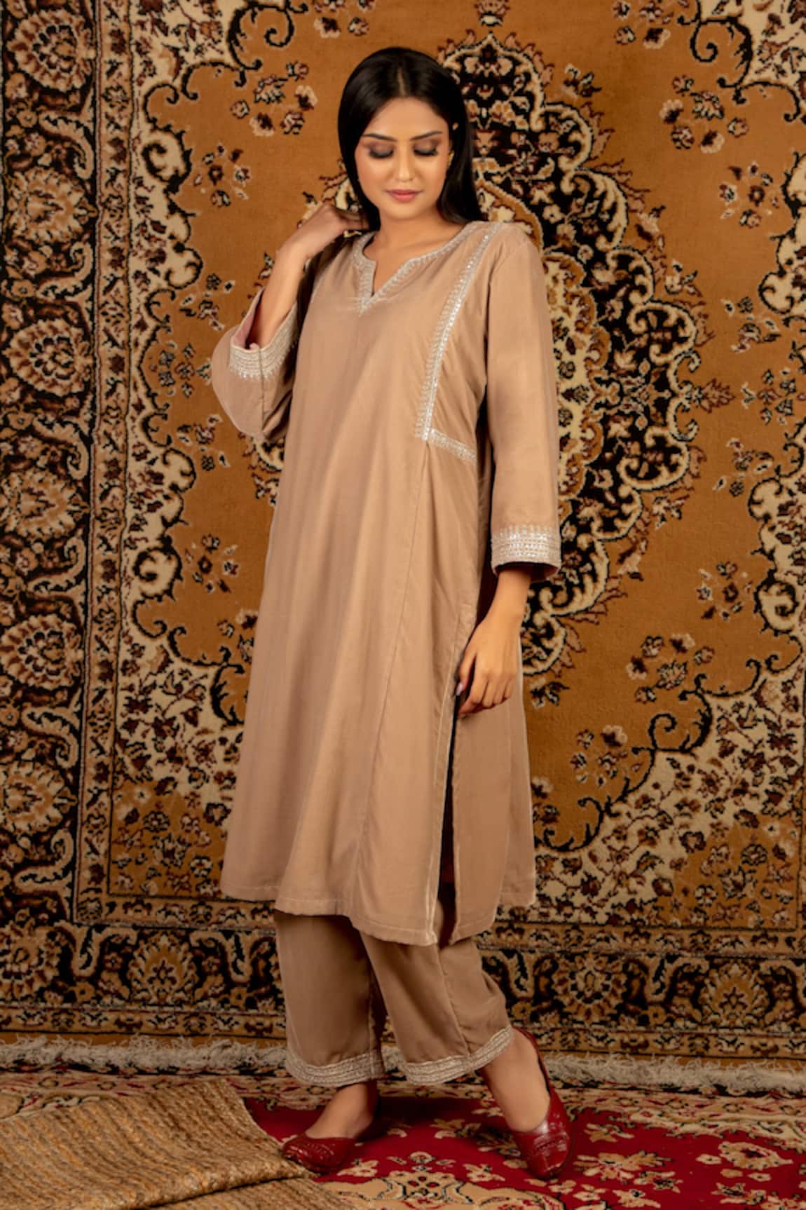 Priya Chaudhary Silk Velvet Kurta & Pant Set 