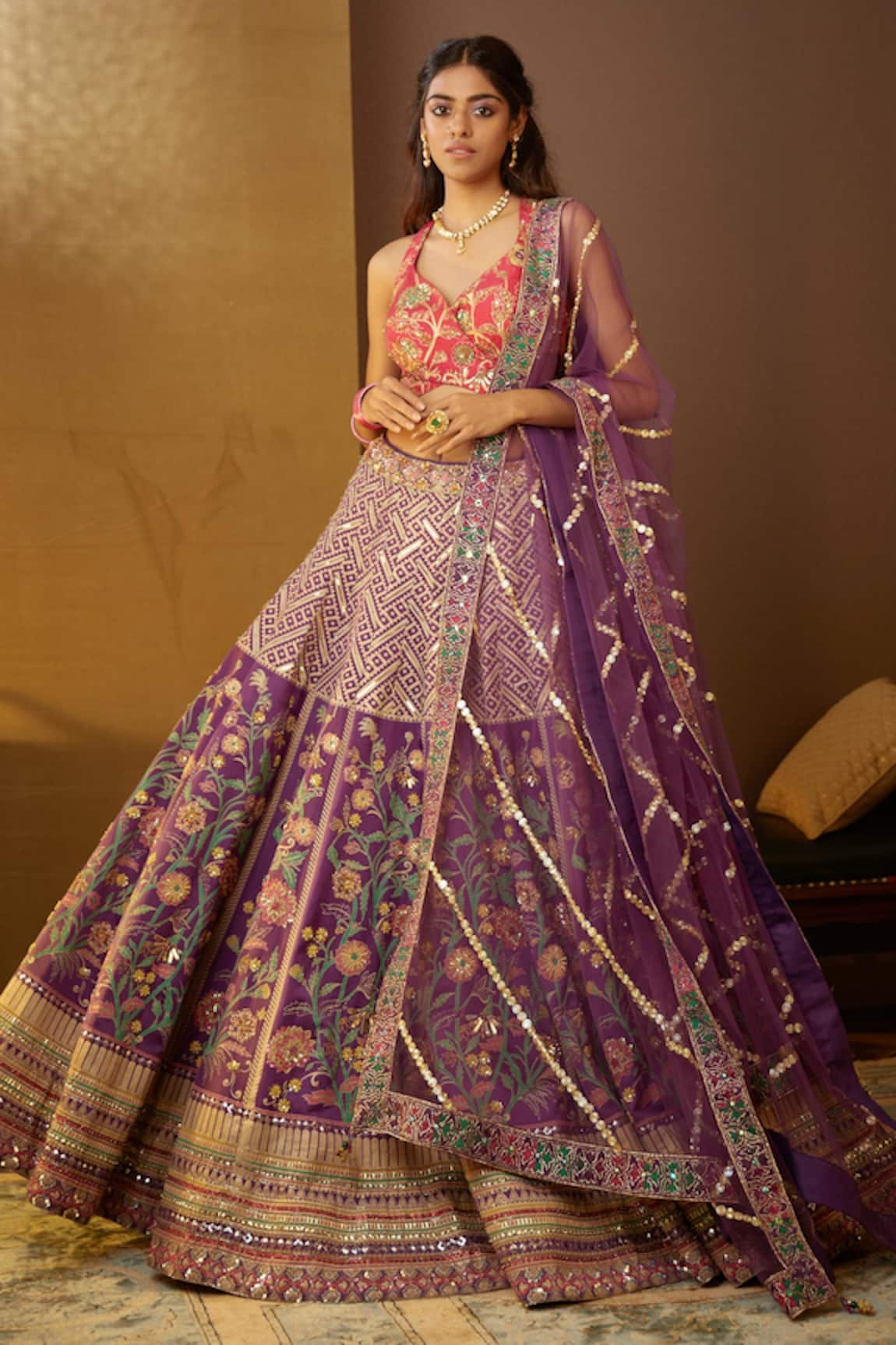 Moledro Simar Floral Print Lehenga Set