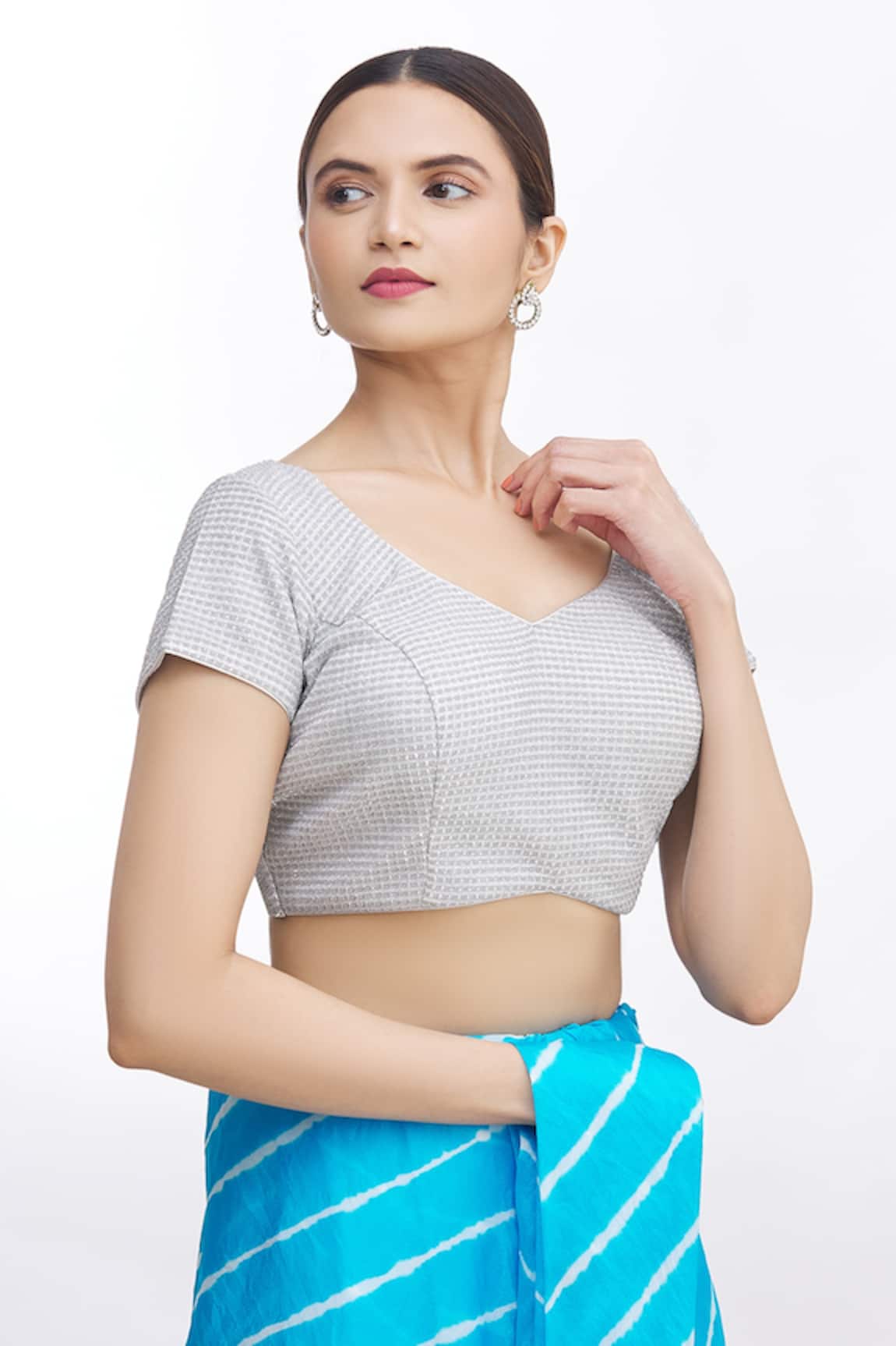 Nazaakat by Samara Singh V Neck Metallic Saree Blouse