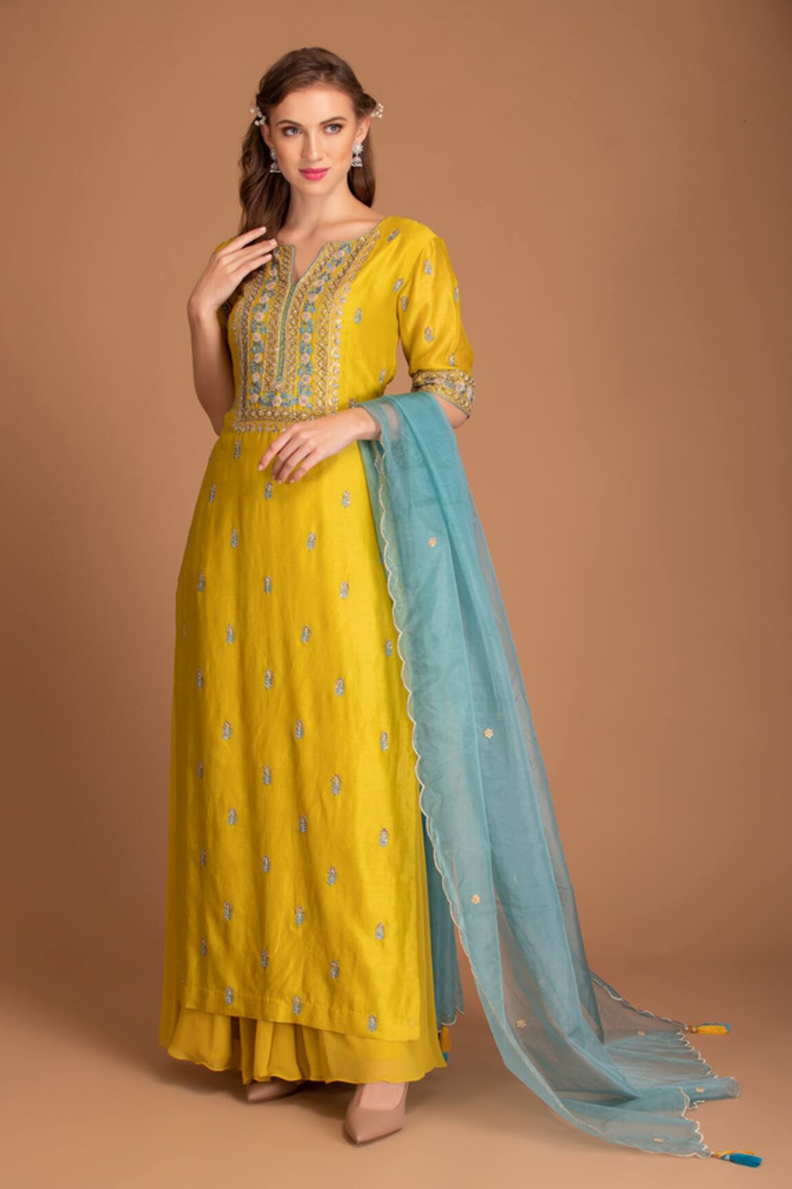 House Of Tushaom Chanderi Silk Kurta Palazzo Set 