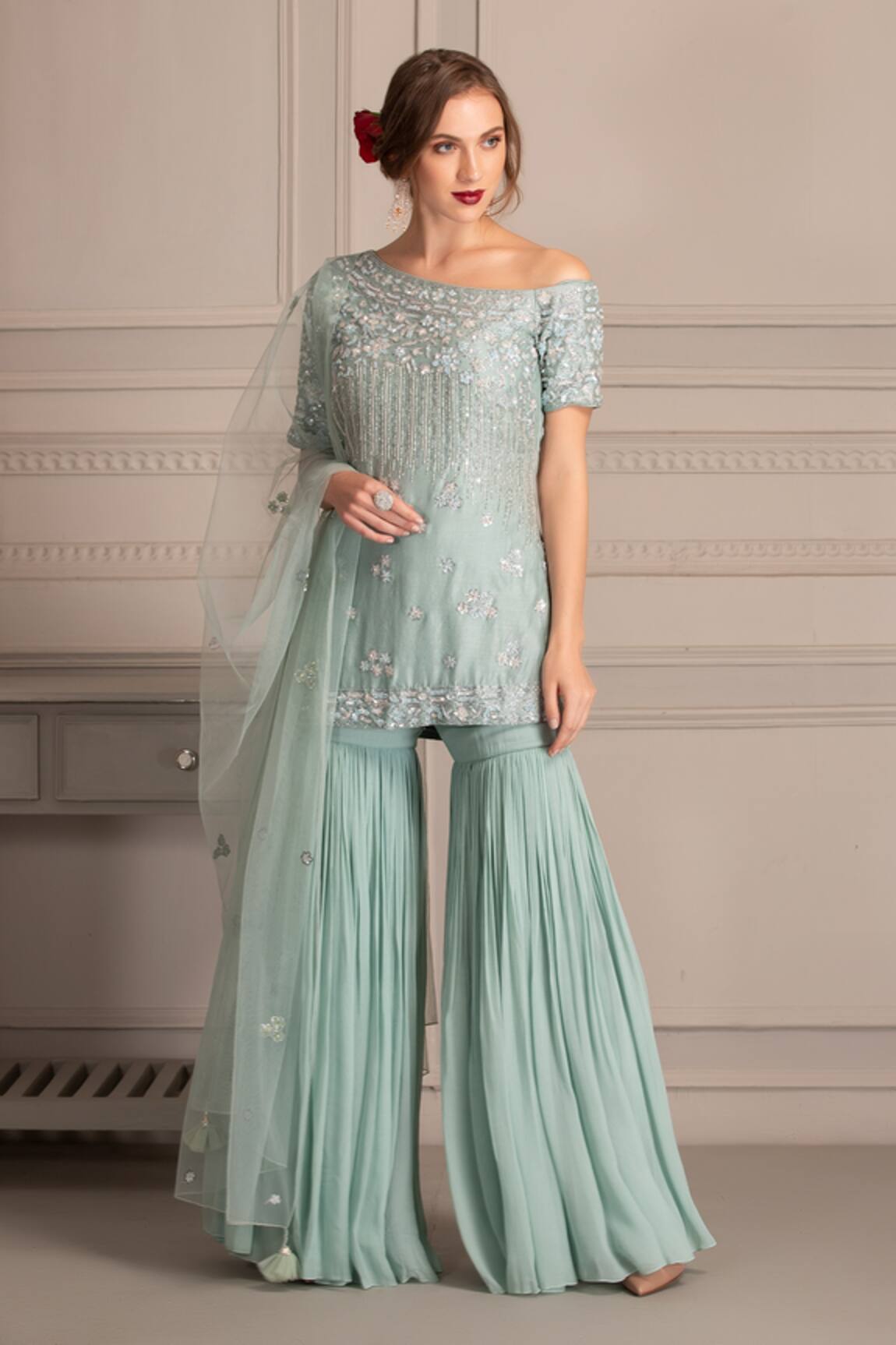 House Of Tushaom Chanderi Silk Kurta Sharara Set