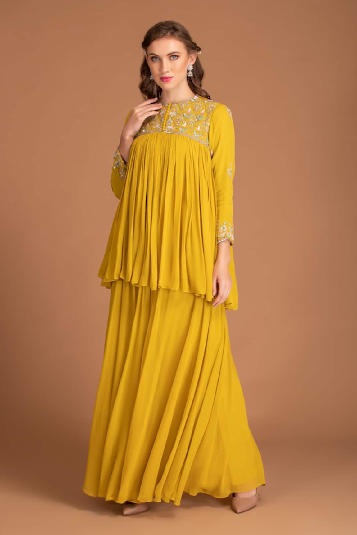 House Of Tushaom Georgette Tunic & Palazzo Set