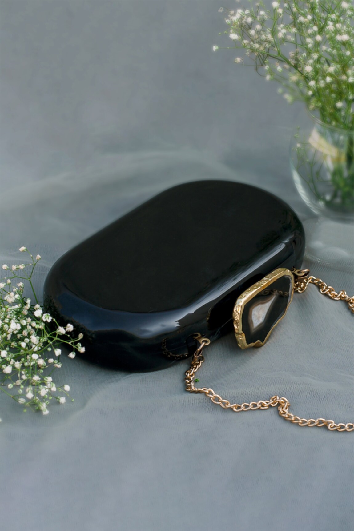 Label Sneha Baroque Oval Marble Clutch