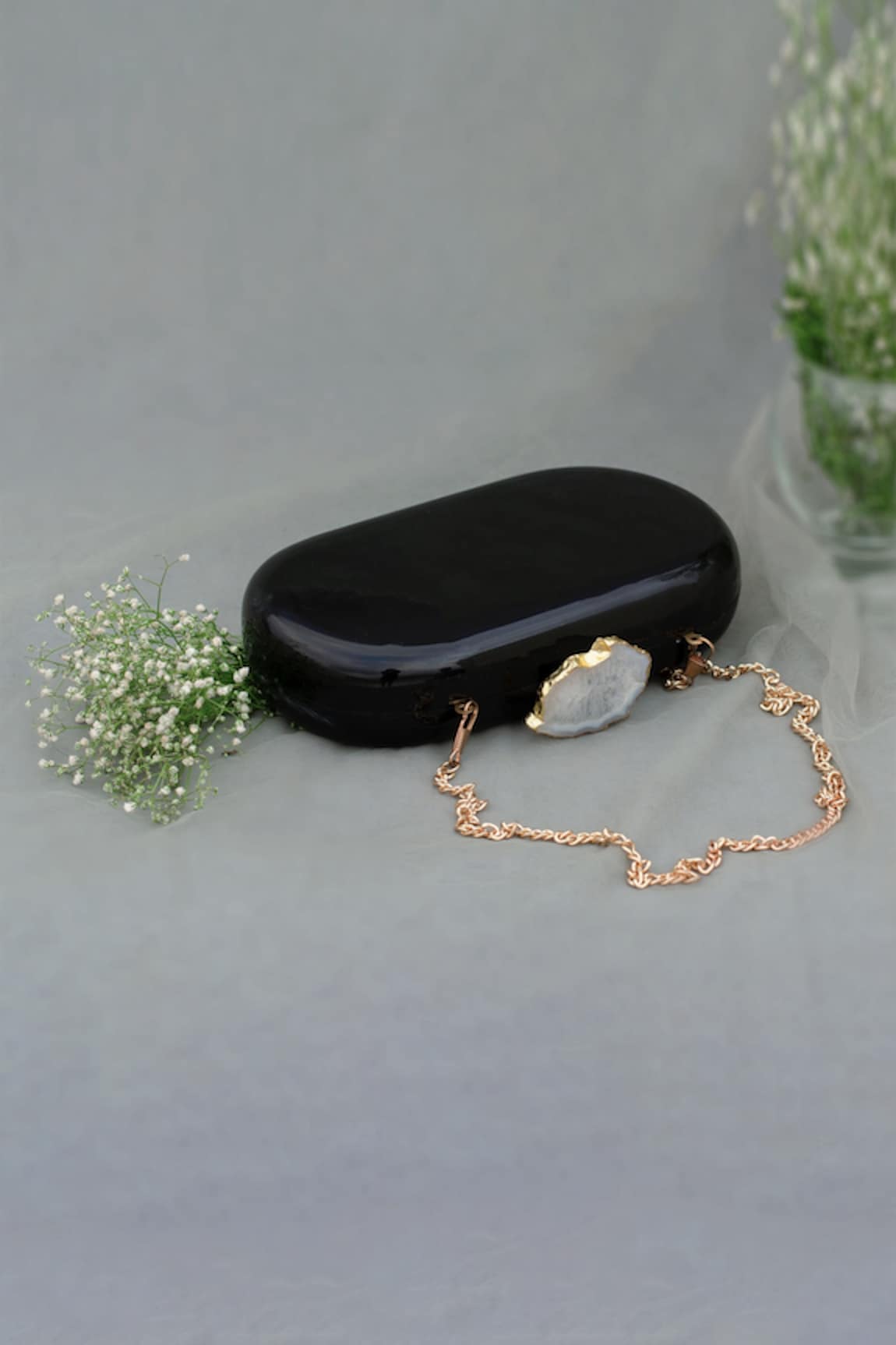 Label Sneha Marble Oval Baroque Clutch