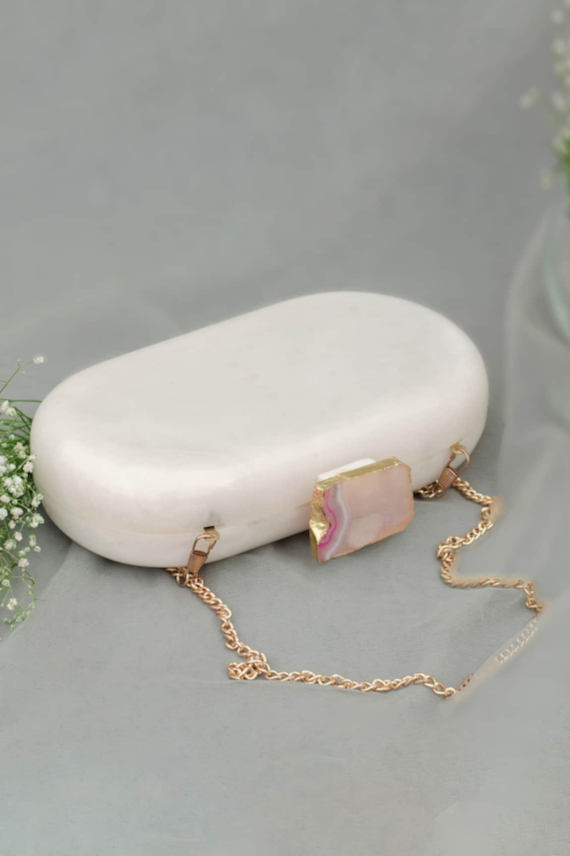 Label Sneha Oval Marble Clutch