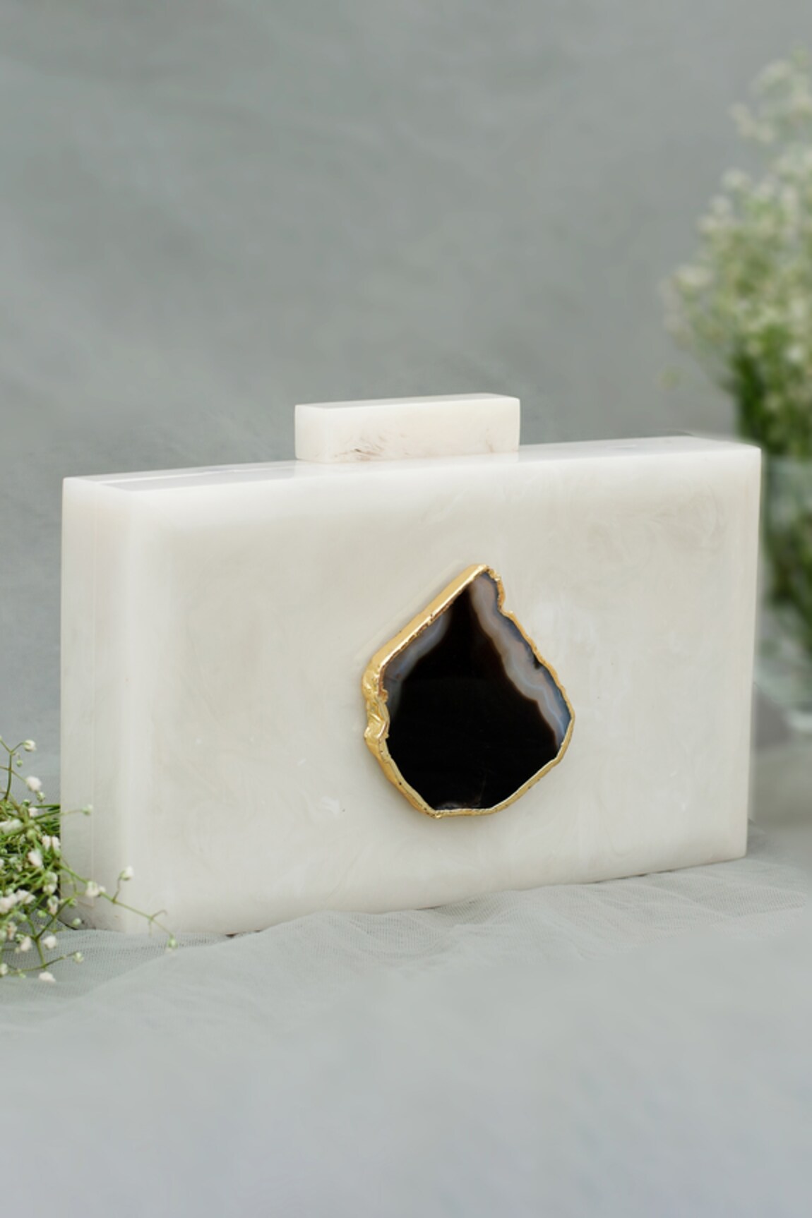 Label Sneha Baroque Marble Rectangular Clutch