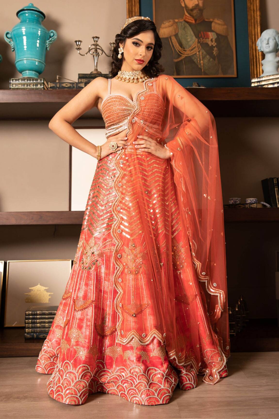 Laxmishriali Dupion Embroidered Lehenga Set