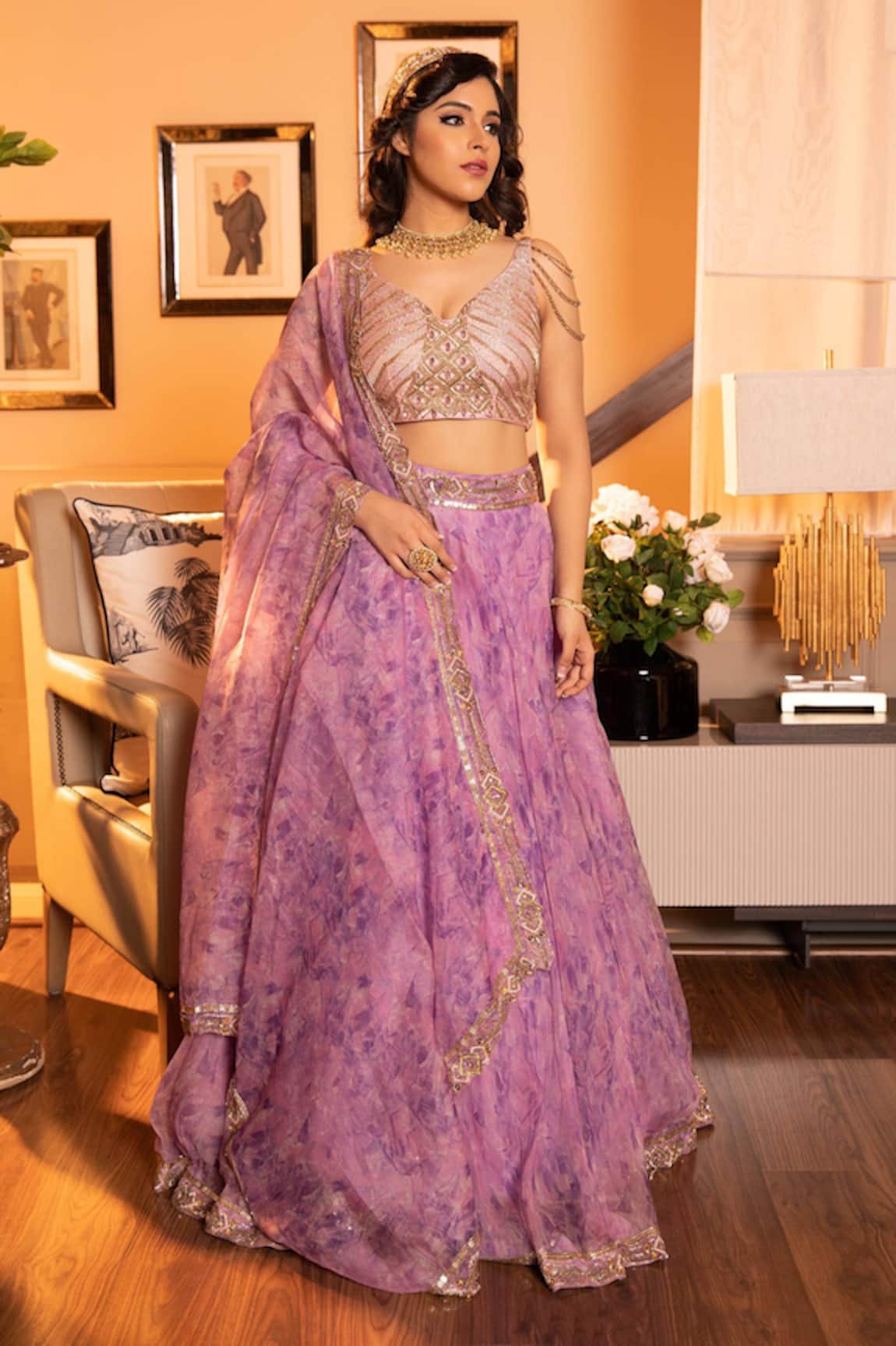 Laxmishriali Silk Organza Printed Lehenga Set