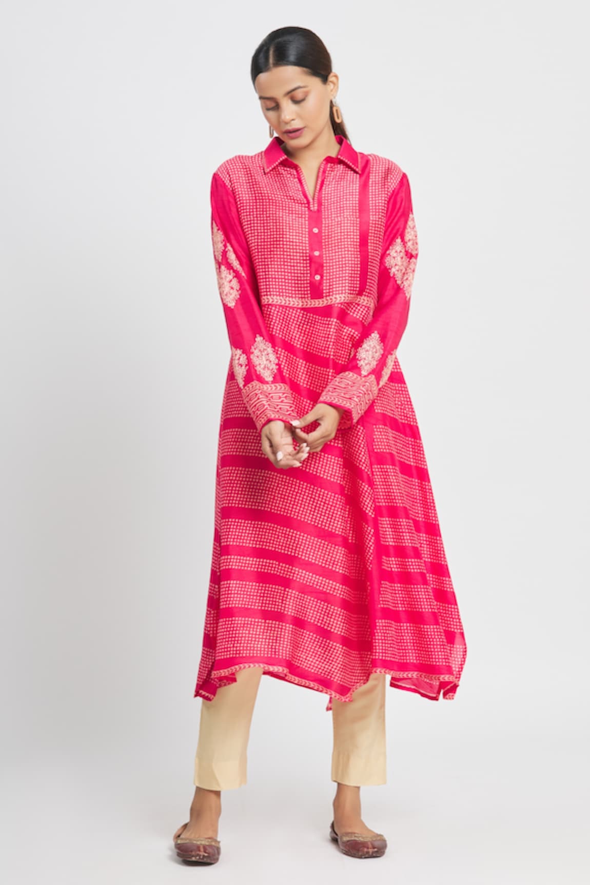 Krishna Mehta Polka Dot Print Tunic