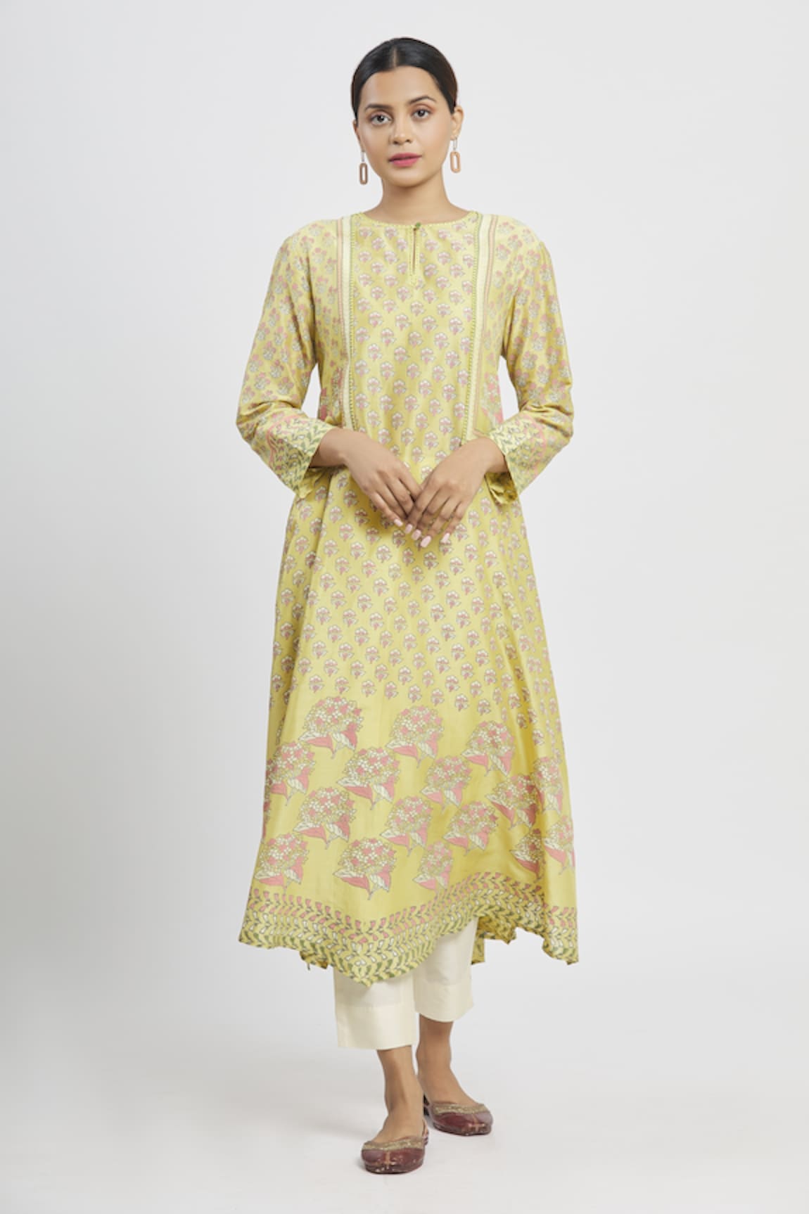 Krishna Mehta Chanderi Floral Print Tunic