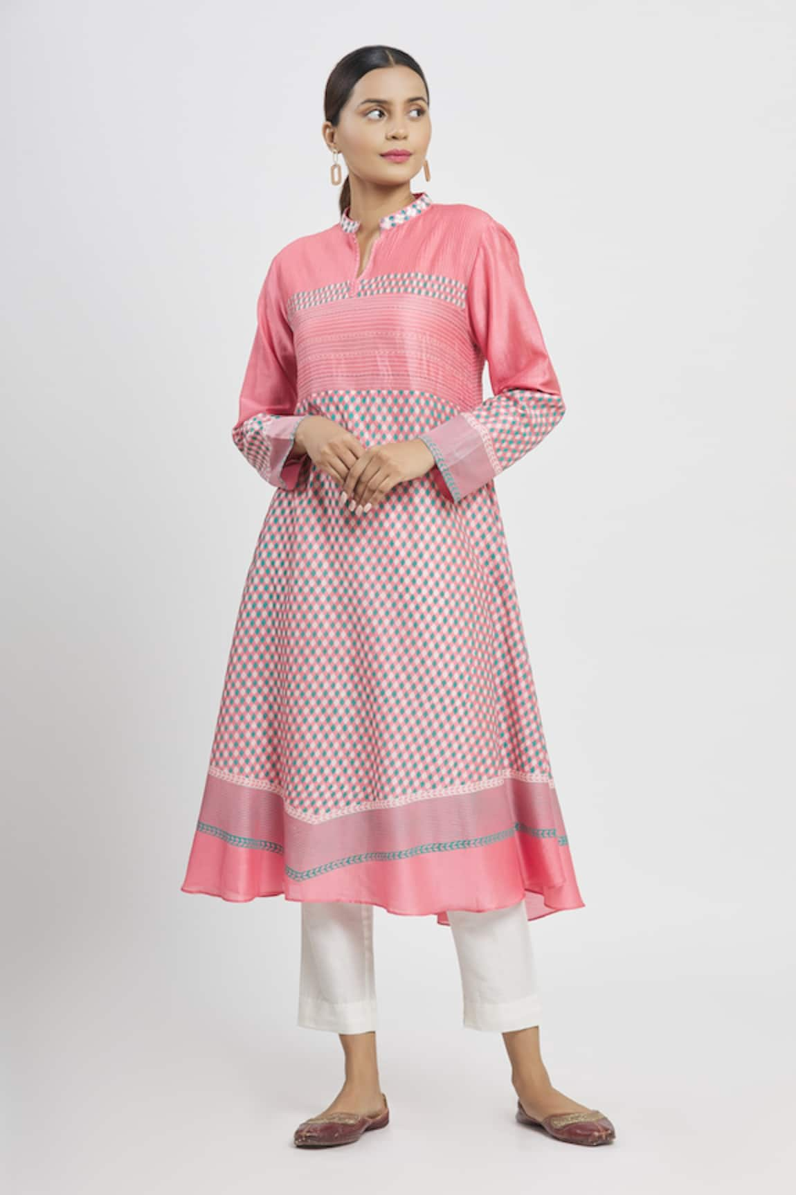 Krishna Mehta Chanderi Geometric Print Tunic