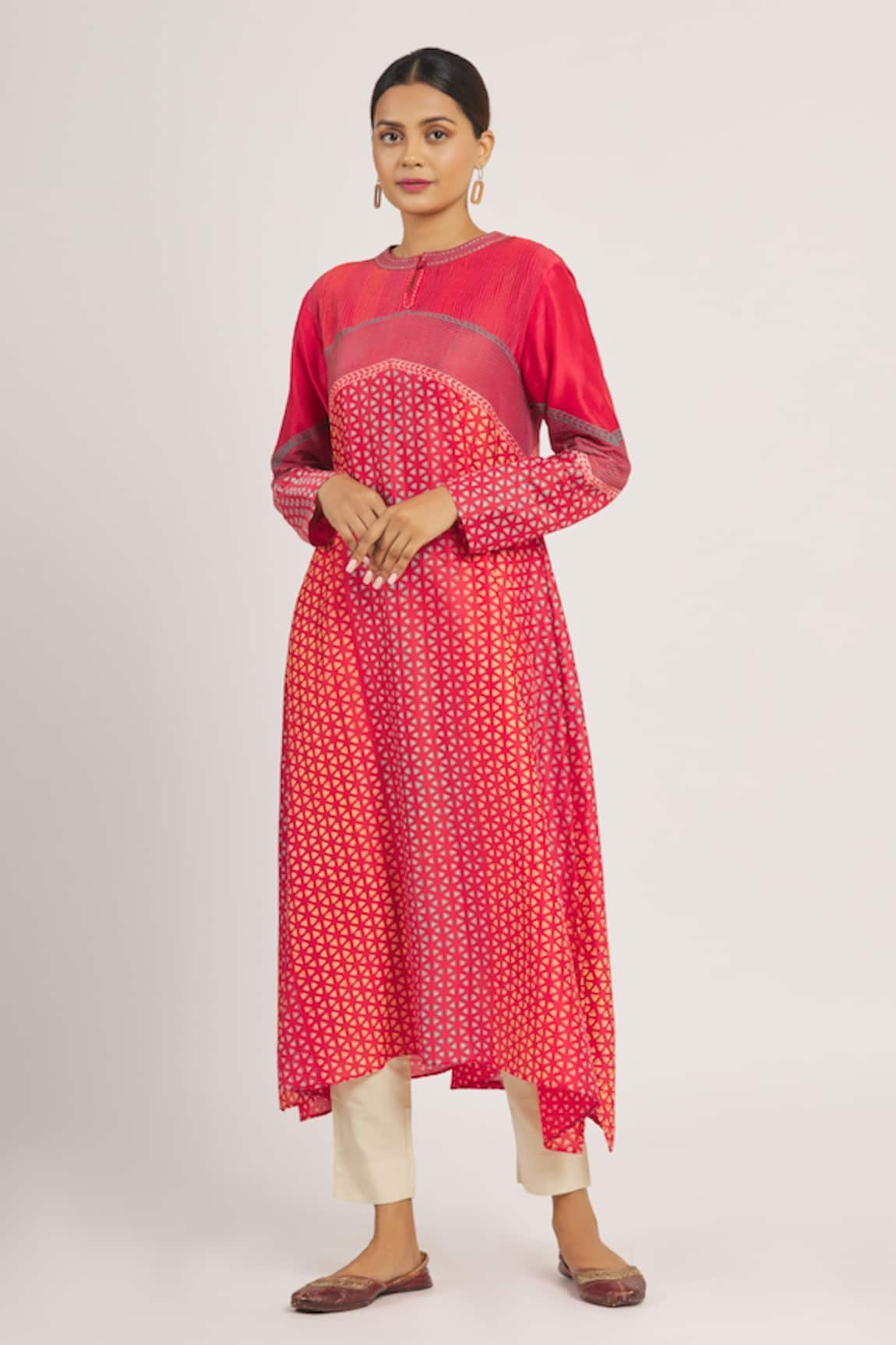 Krishna Mehta Chanderi Geometric Print Tunic