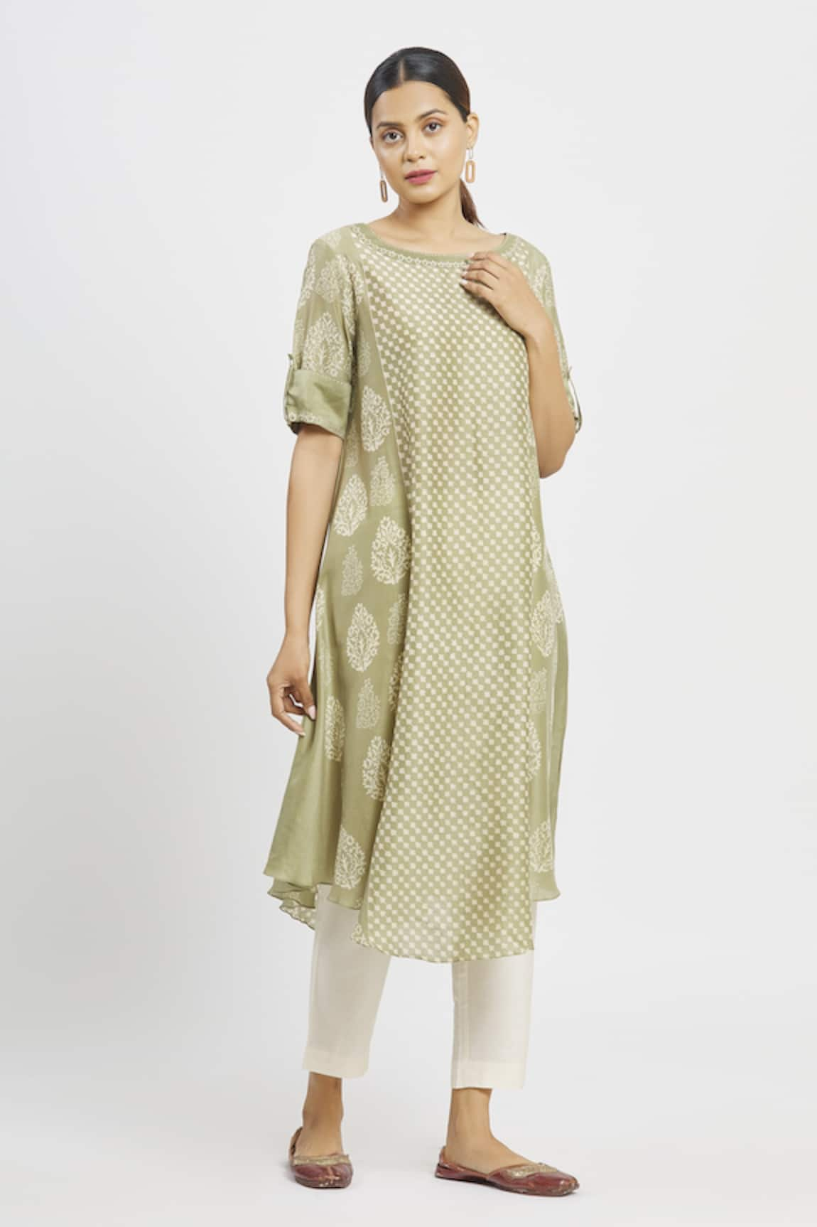 Krishna Mehta Chanderi Floral Print Tunic