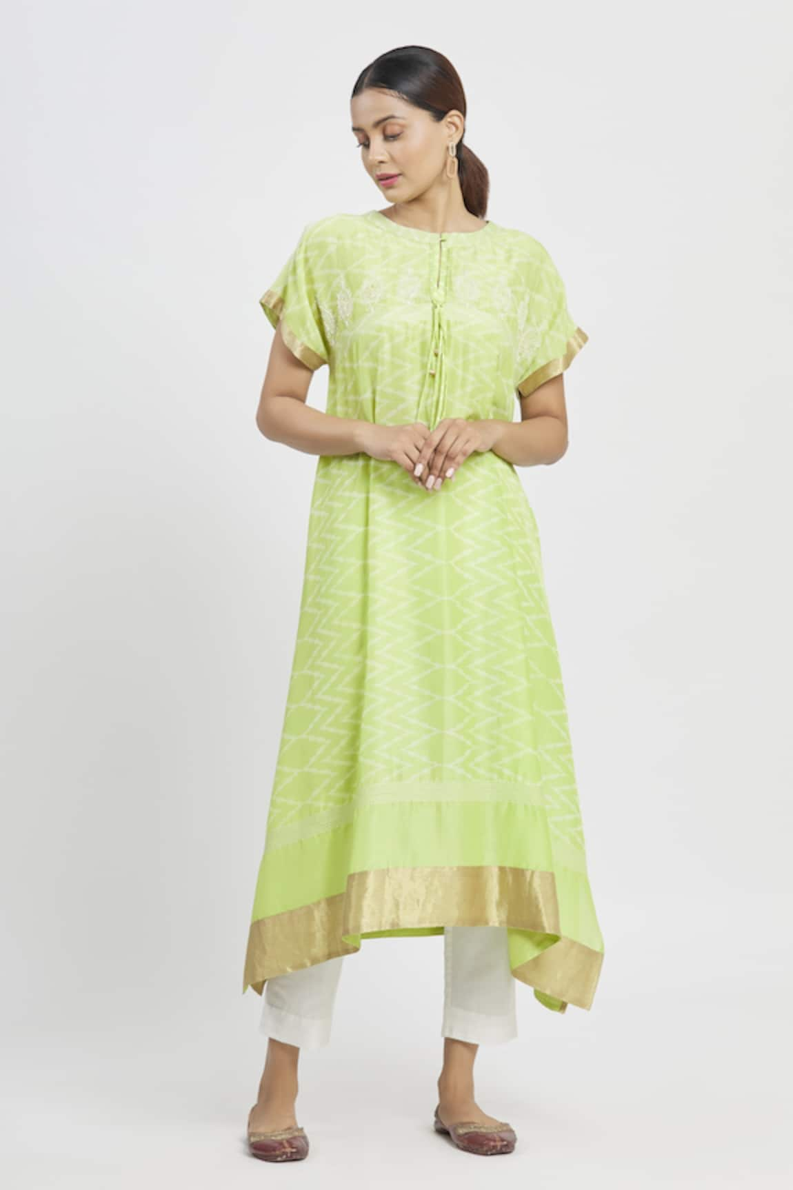 Krishna Mehta Chanderi Asymmetric Tunic