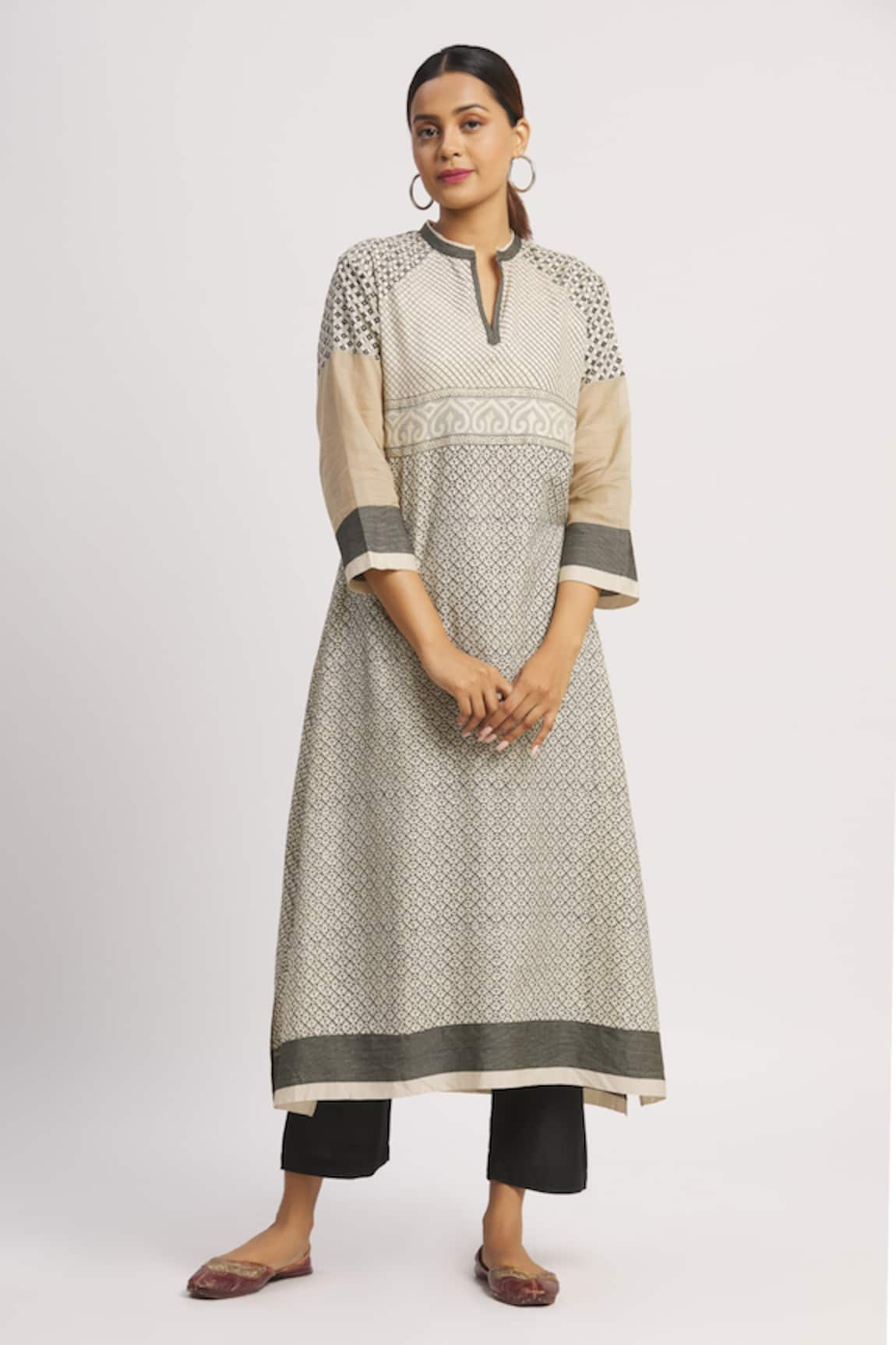 Krishna Mehta Chanderi Geometric Print Tunic