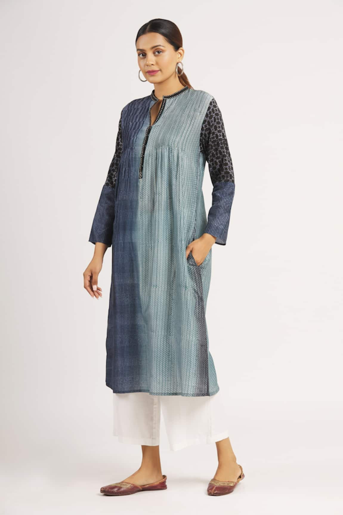 Krishna Mehta Chanderi Zig Zag Print Tunic