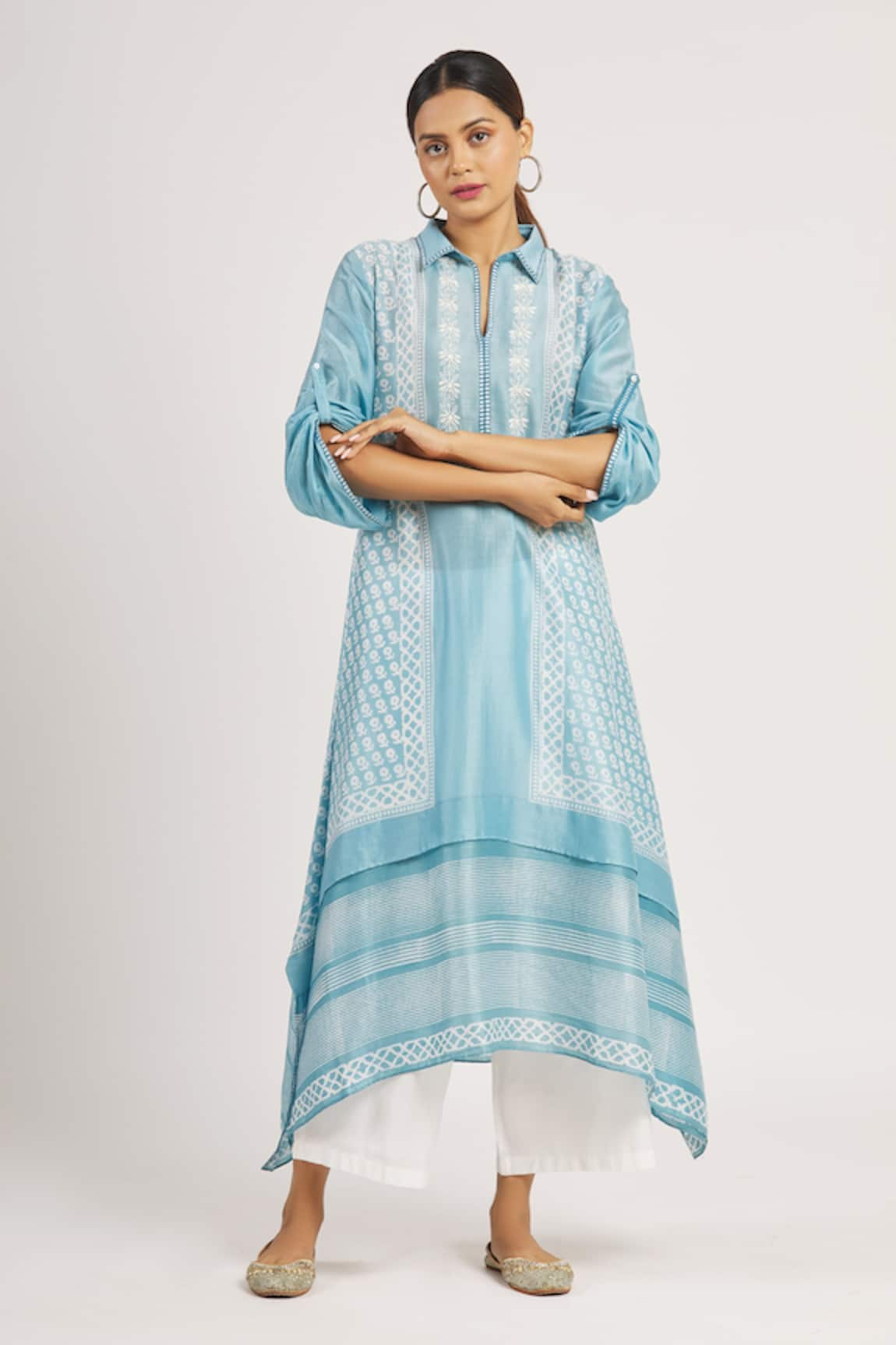 Krishna Mehta Chanderi Floral Print Tunic