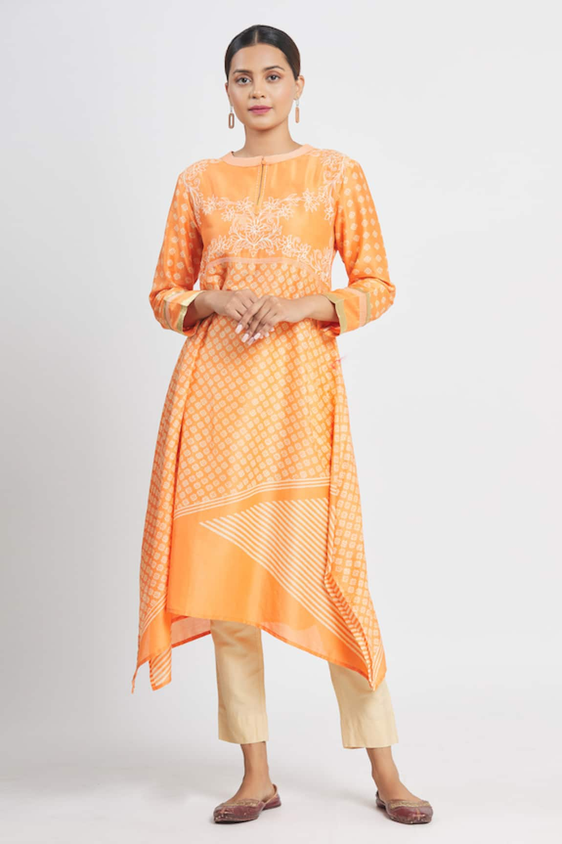 Krishna Mehta Chanderi Geometric Print Tunic