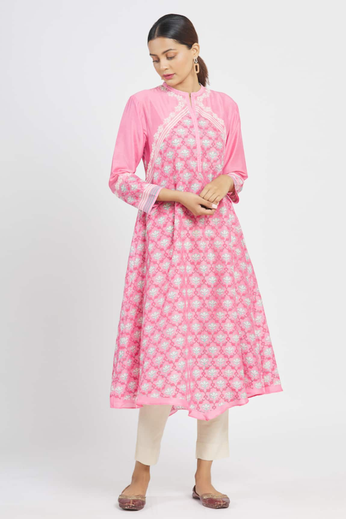 Krishna Mehta Chanderi Floral Print Tunic