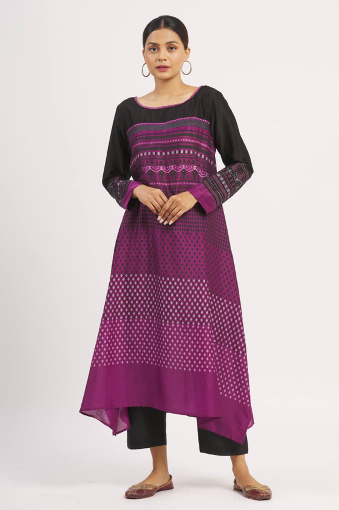 Krishna Mehta Chanderi Asymmetric Printed Tunic