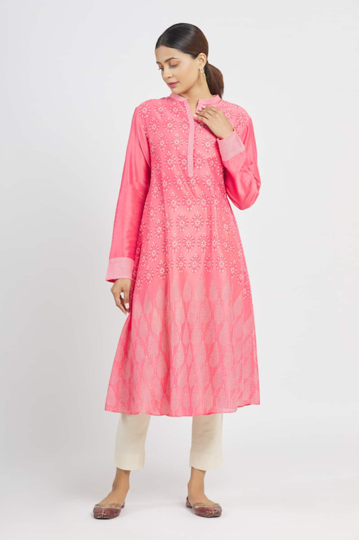 Krishna Mehta Chanderi Floral Print Tunic