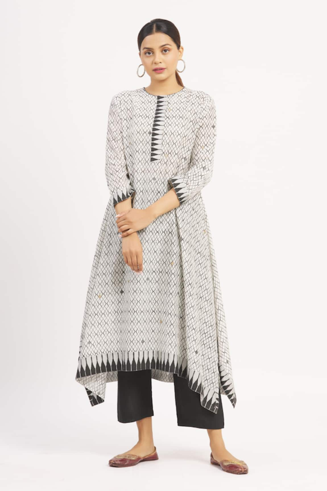 Krishna Mehta Chanderi Checkered Tunic