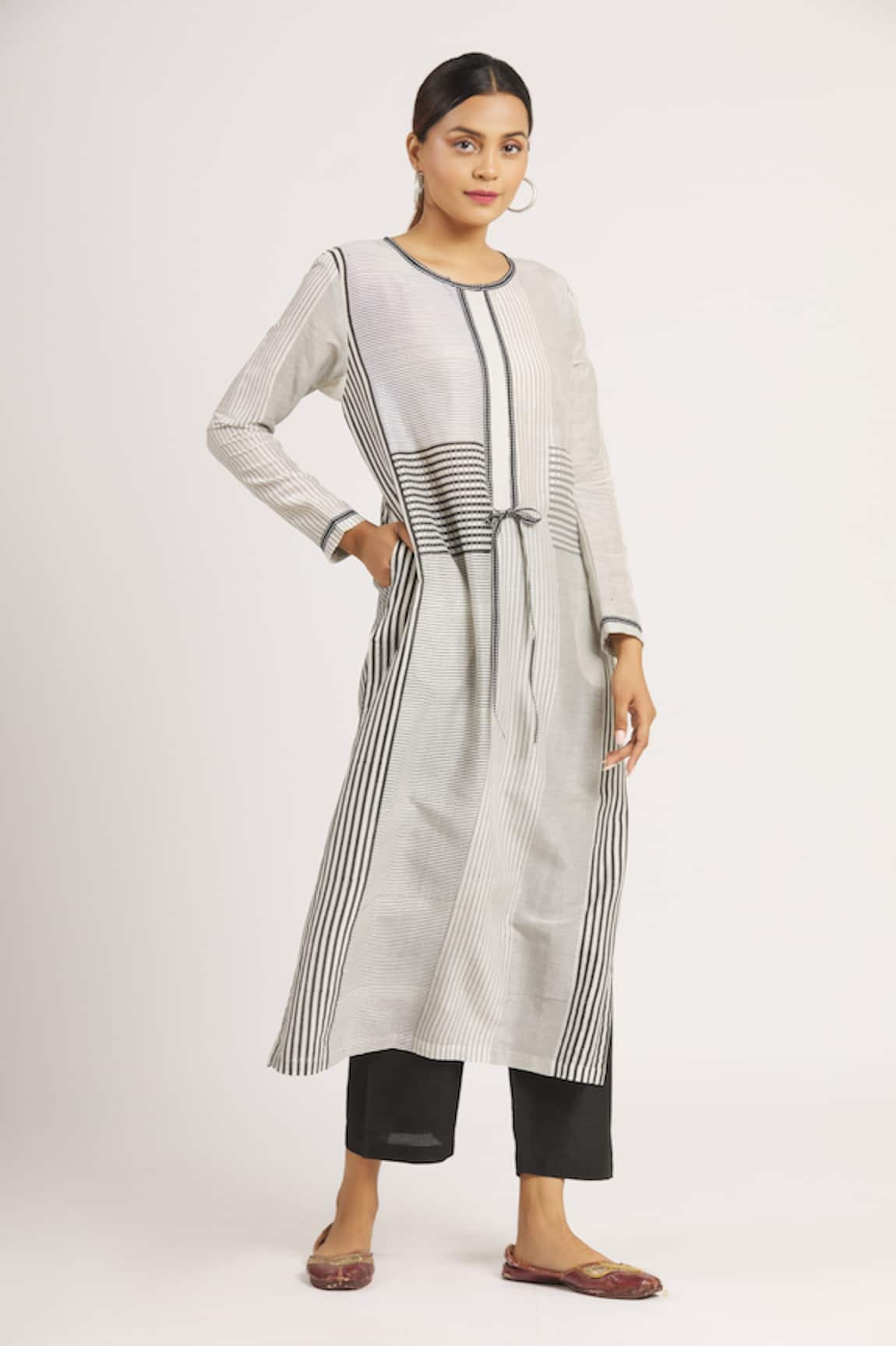 Krishna Mehta Chanderi Striped Tunic