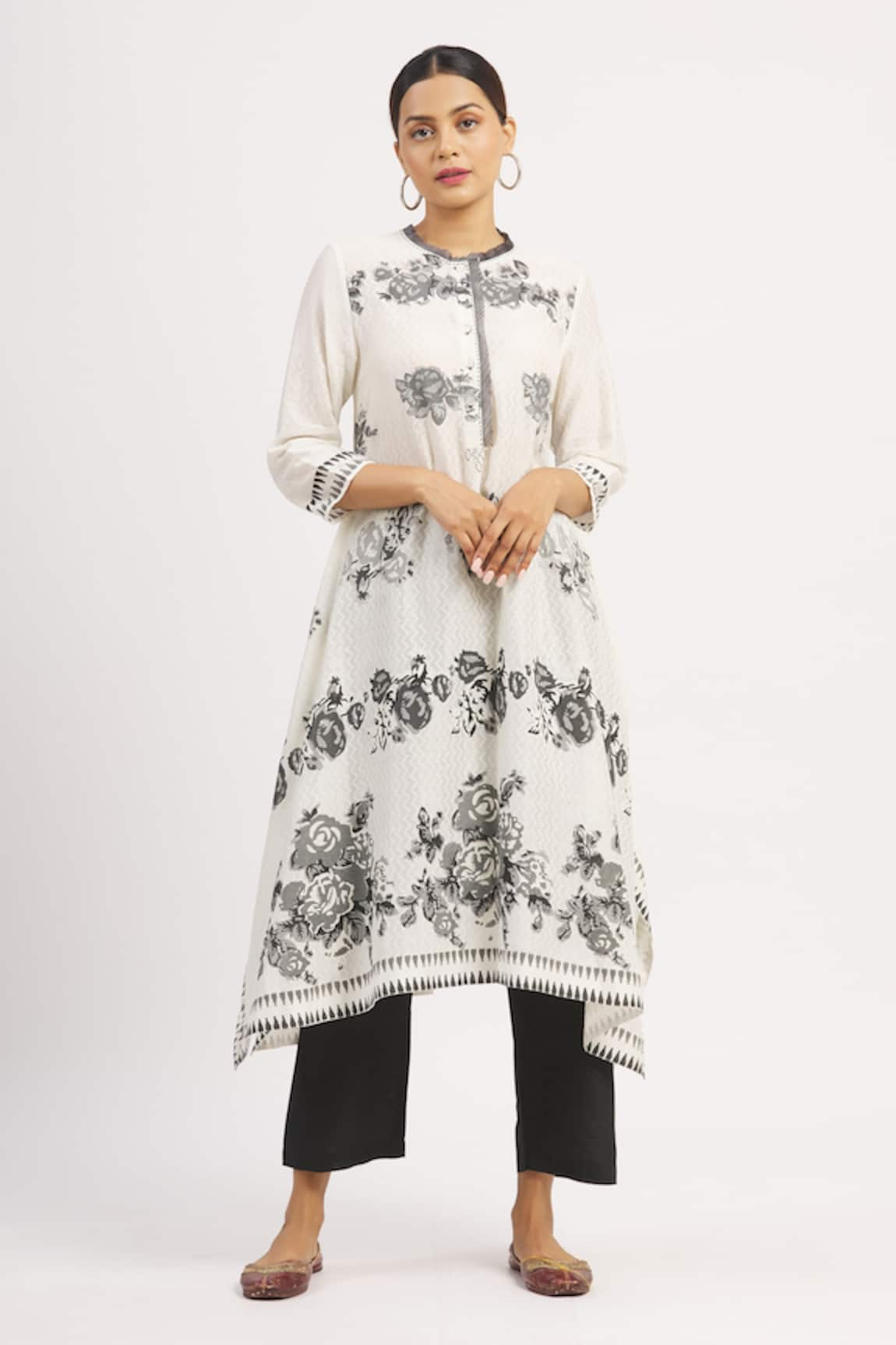 Krishna Mehta Chanderi Zig Zag Print Tunic