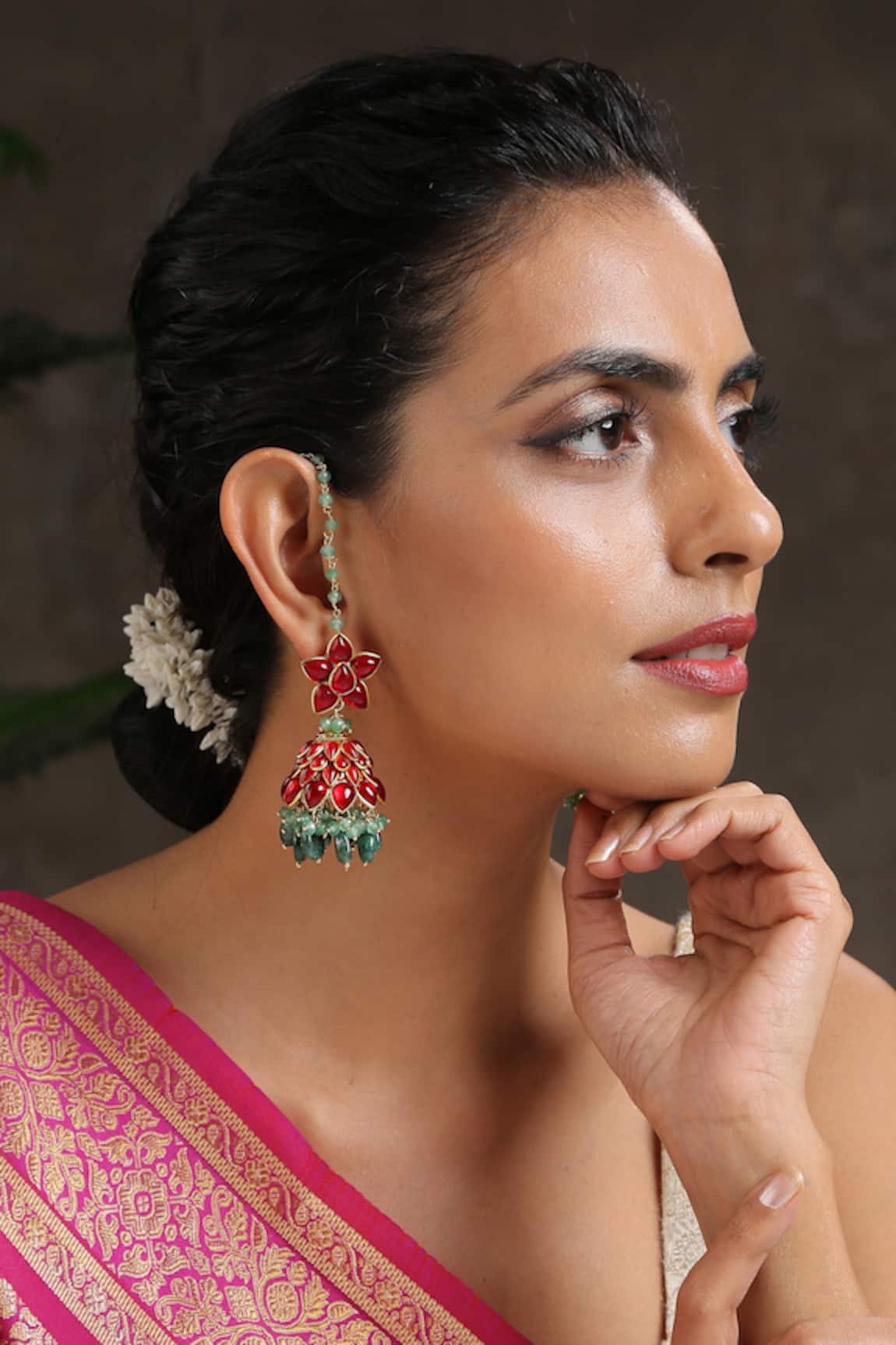 Paisley Pop Pachi Work Jhumka Earrings
