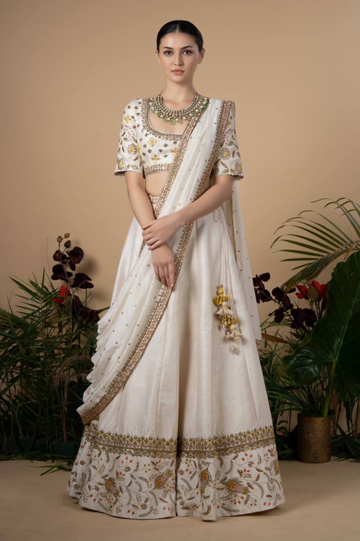 Blue Lotus Design Embroidered Lehenga Set 