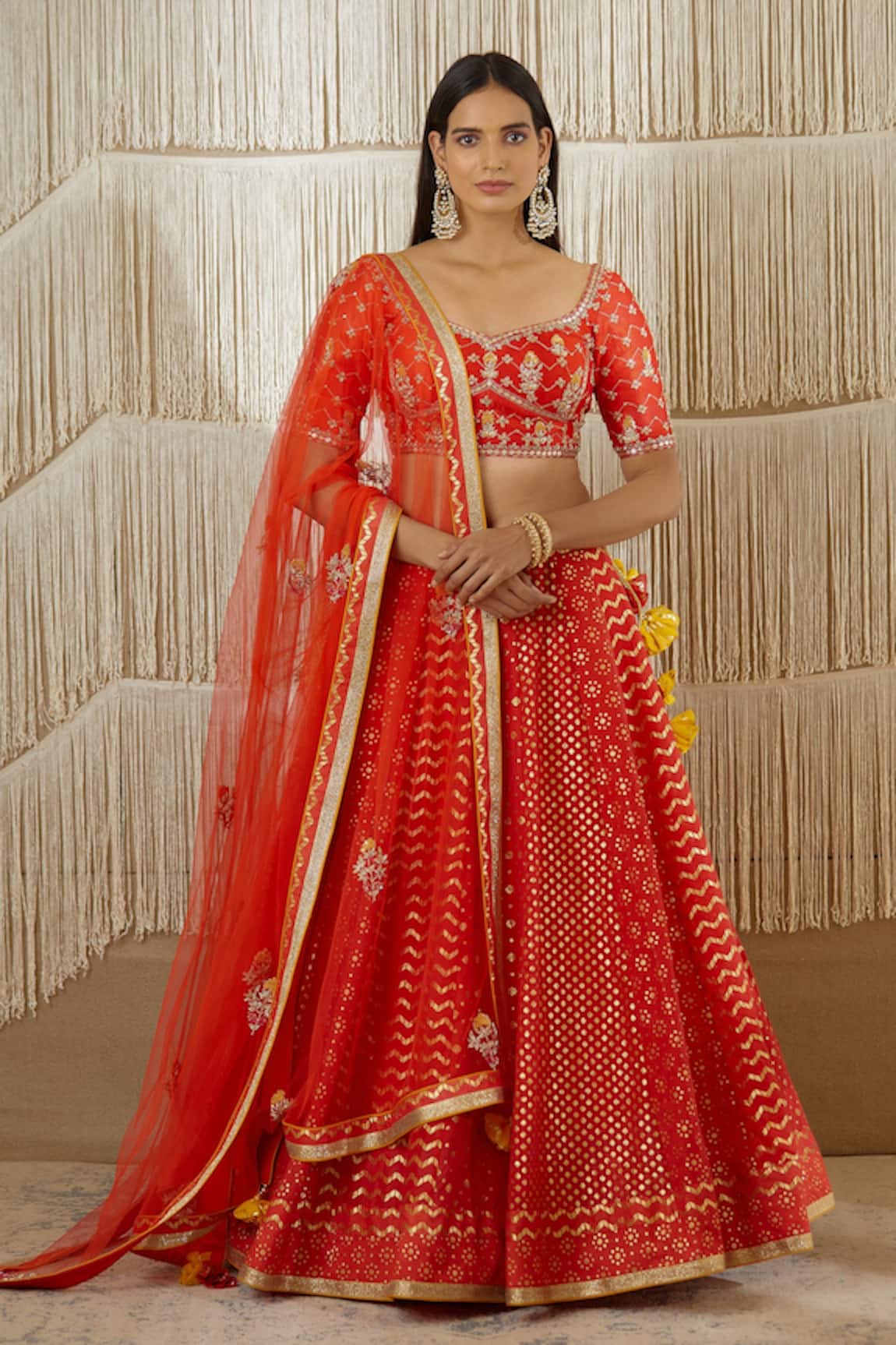 Shyam Narayan Prasad Chanderi Brocade Lehenga Set 