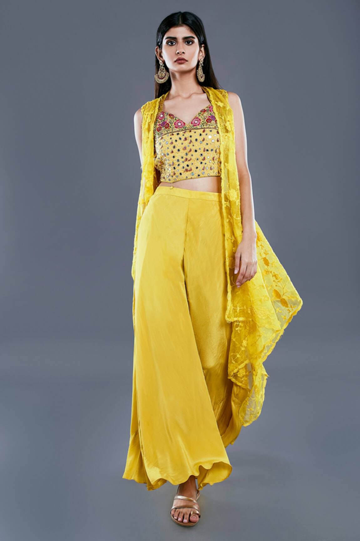 Divya Kanakia Embroidered Cape & Palazzo Set