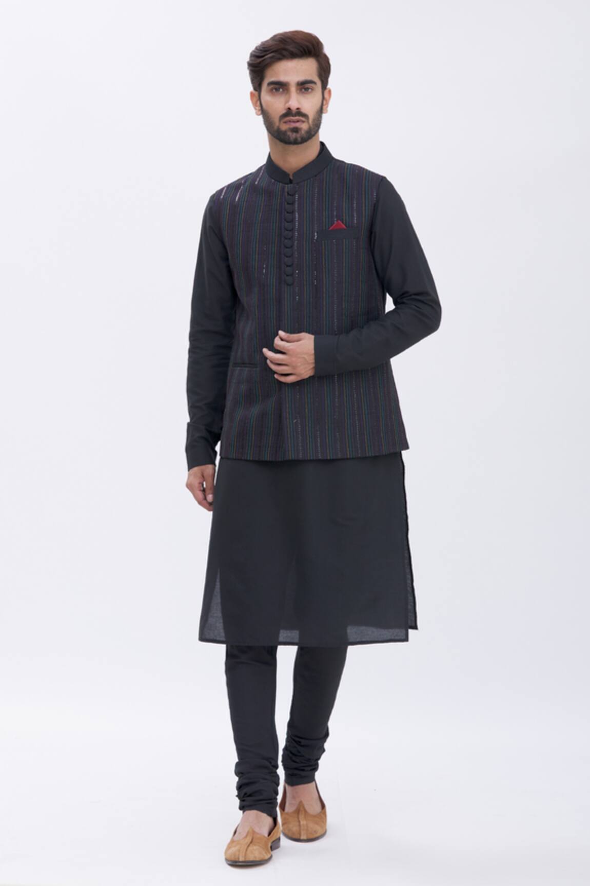 Manish Nagdeo Embroidered Bundi & Kurta Set