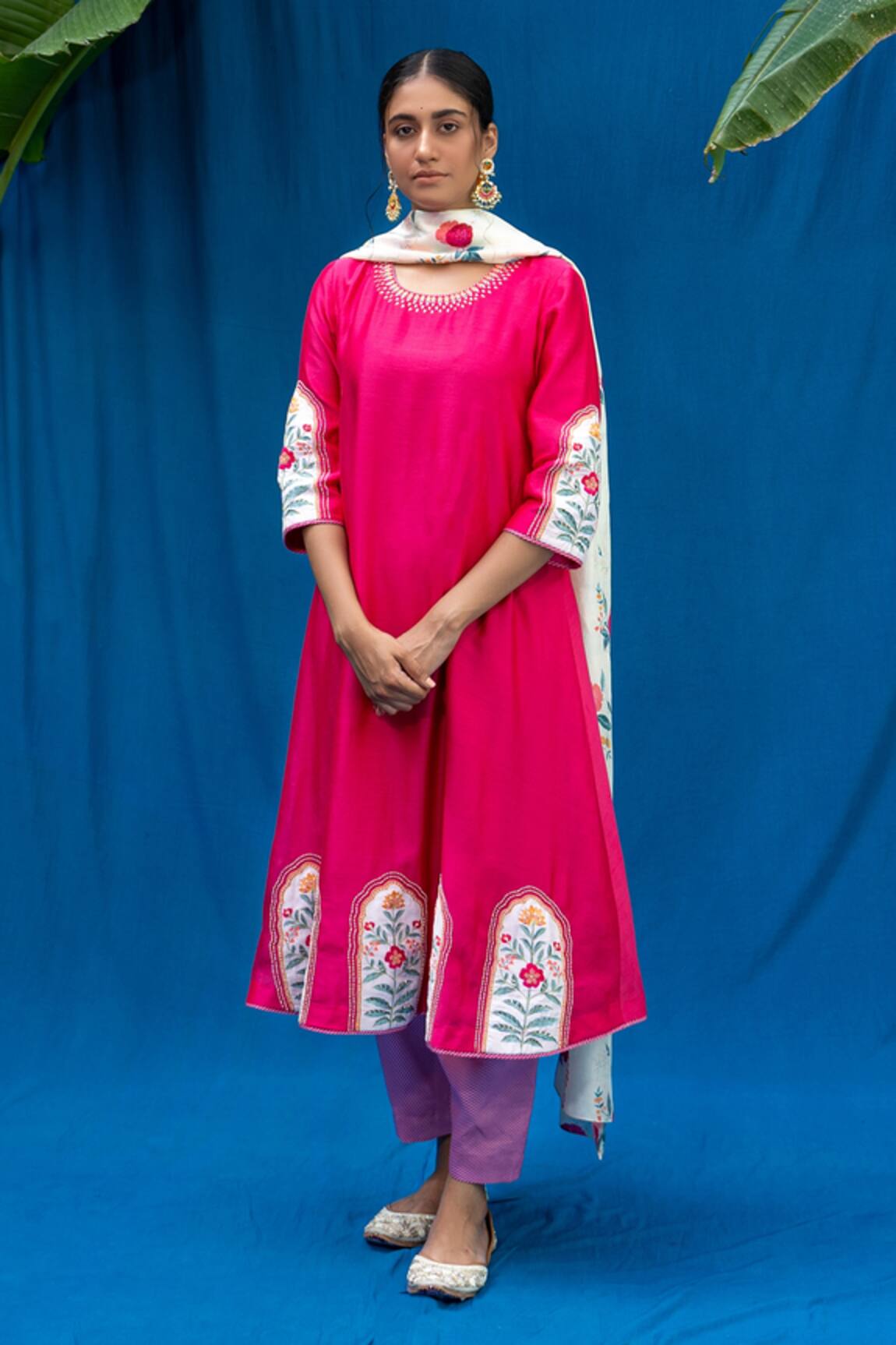 Pita Nila Chanderi Anarkali & Pant Set