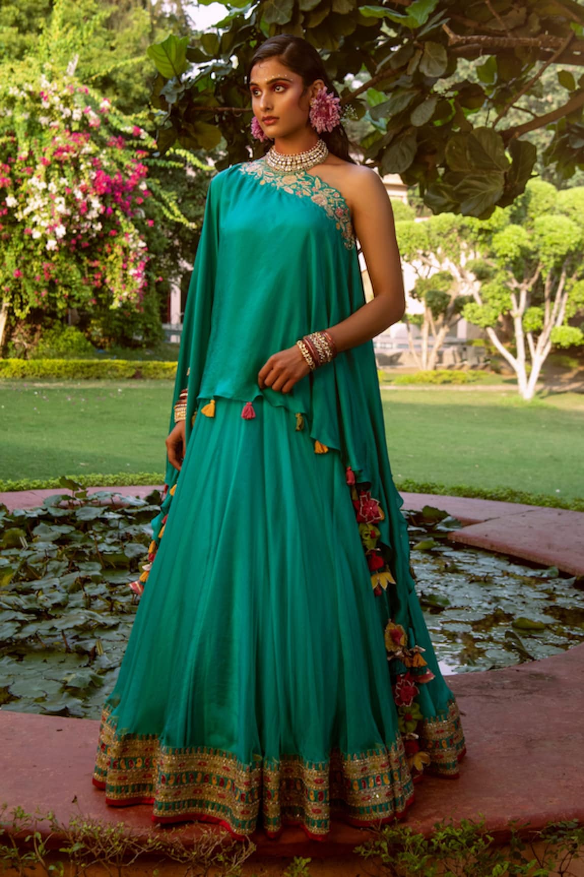 House of Dasmaya Asymmetric kaftan & Lehenga Set