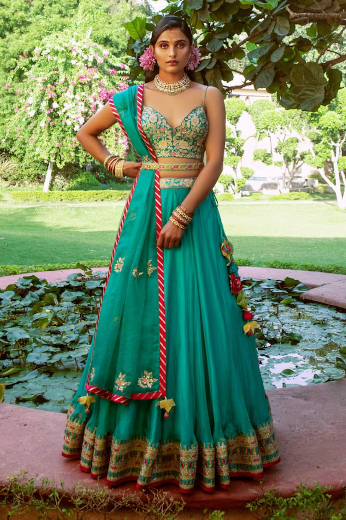 House of Dasmaya Resham Embroidered Bridal Lehenga Set