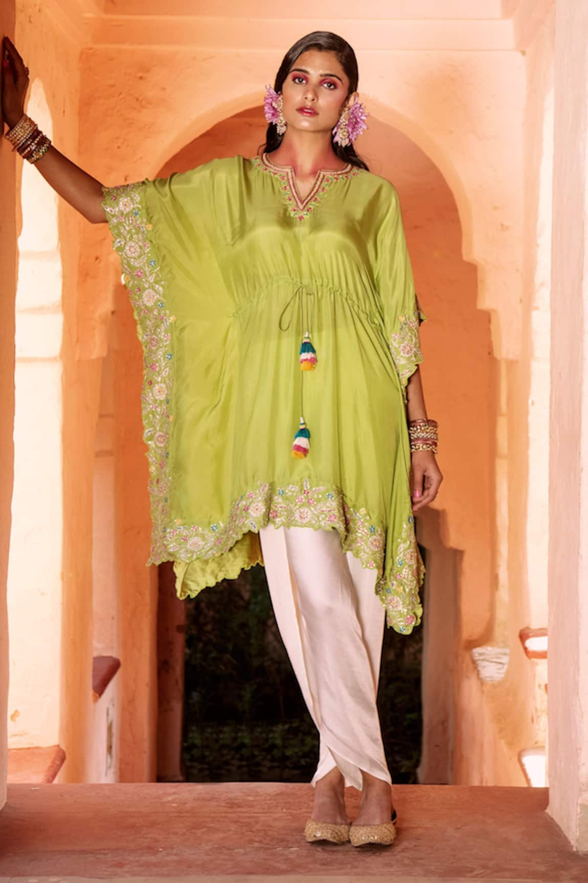 House of Dasmaya Silk Kaftan & Tulip Pant Set