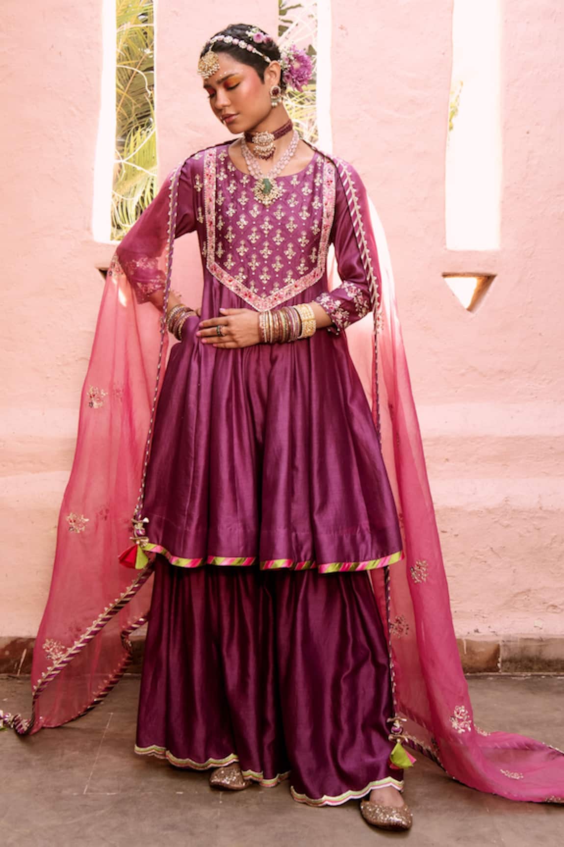 House of Dasmaya Silk Chanderi Gharara Set