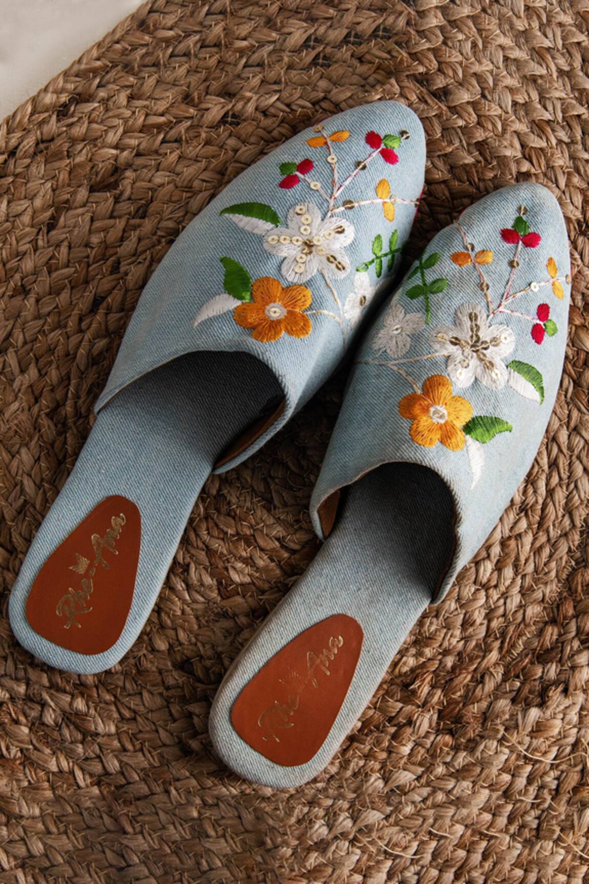Rhe-Ana Denim Slip On Mules