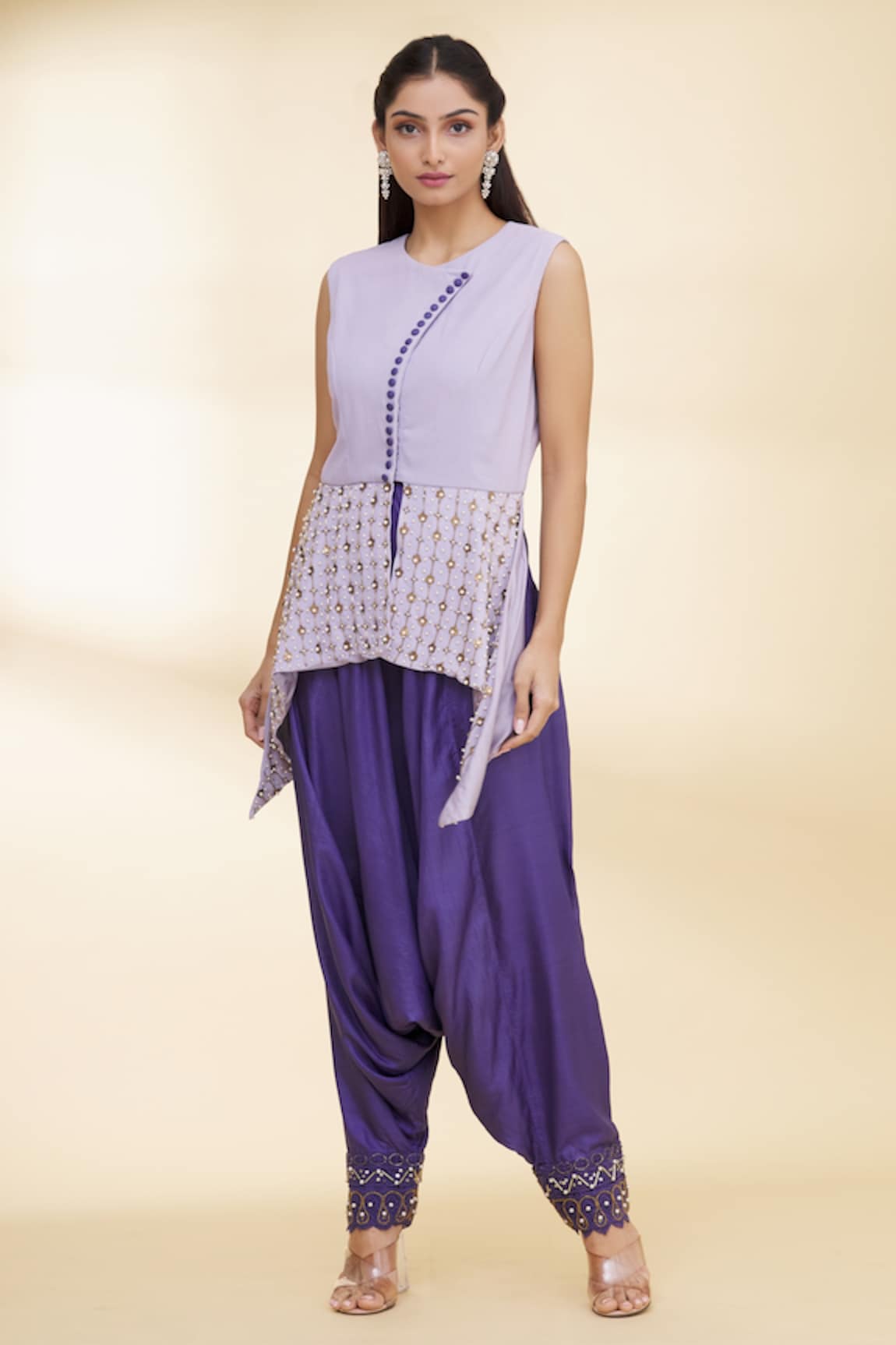 Nidzign Couture Asymmetric Top & Dhoti Pant Set