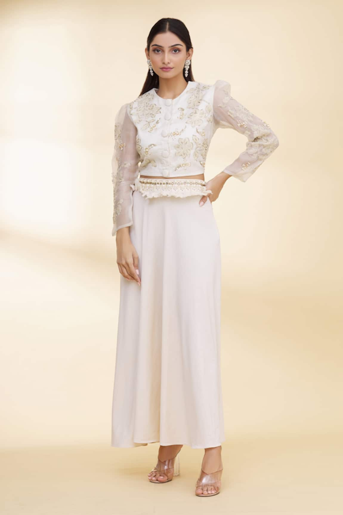 Nidzign Couture Embellished Top & Skirt Set