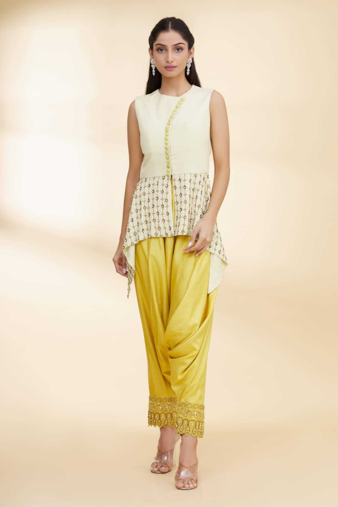 Nidzign Couture Asymmetric Top & Dhoti Pant Set