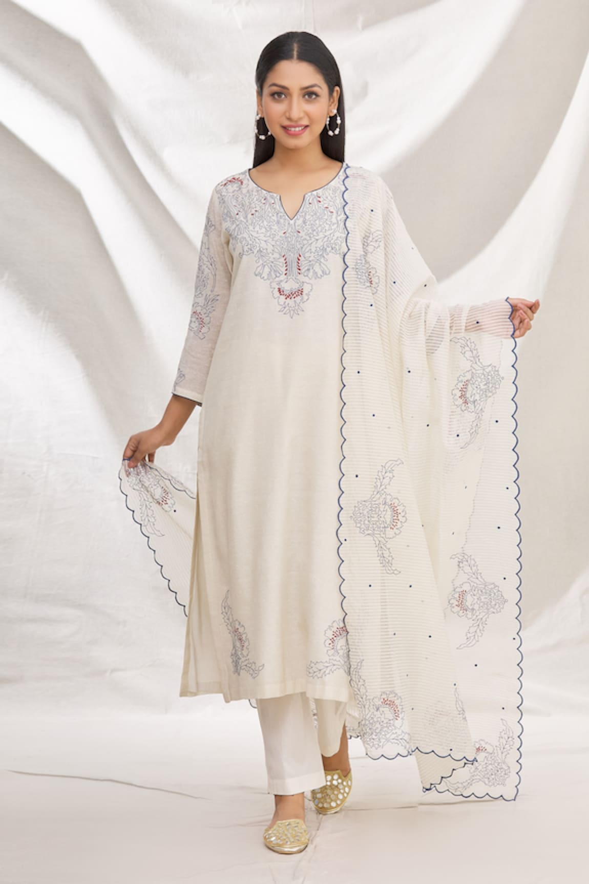 Rajat & Shraddha Embroidered Silk Chanderi Kurta Set