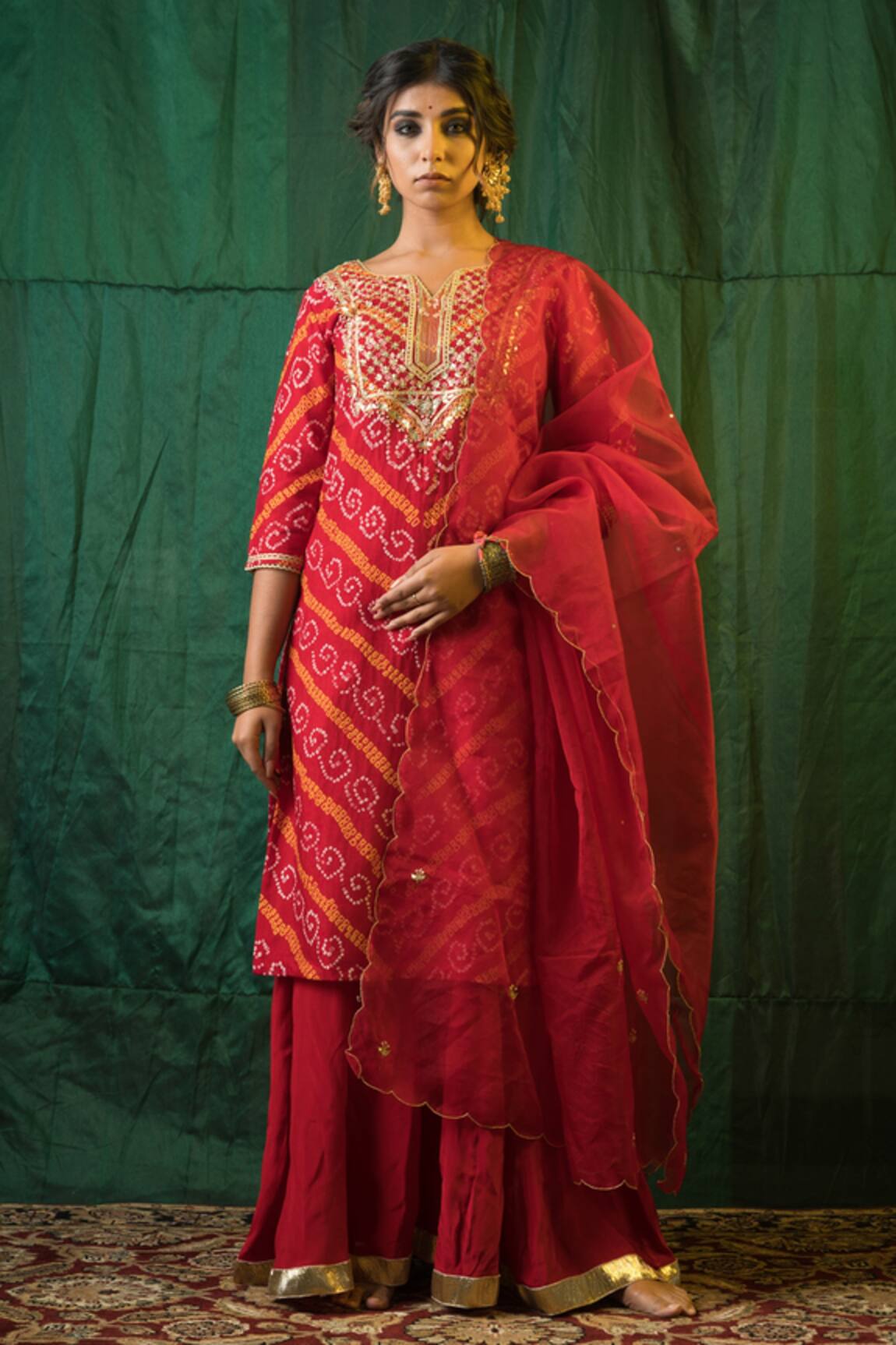 Ruchira Nangalia Bandhani Print Kurta Sharara Set 