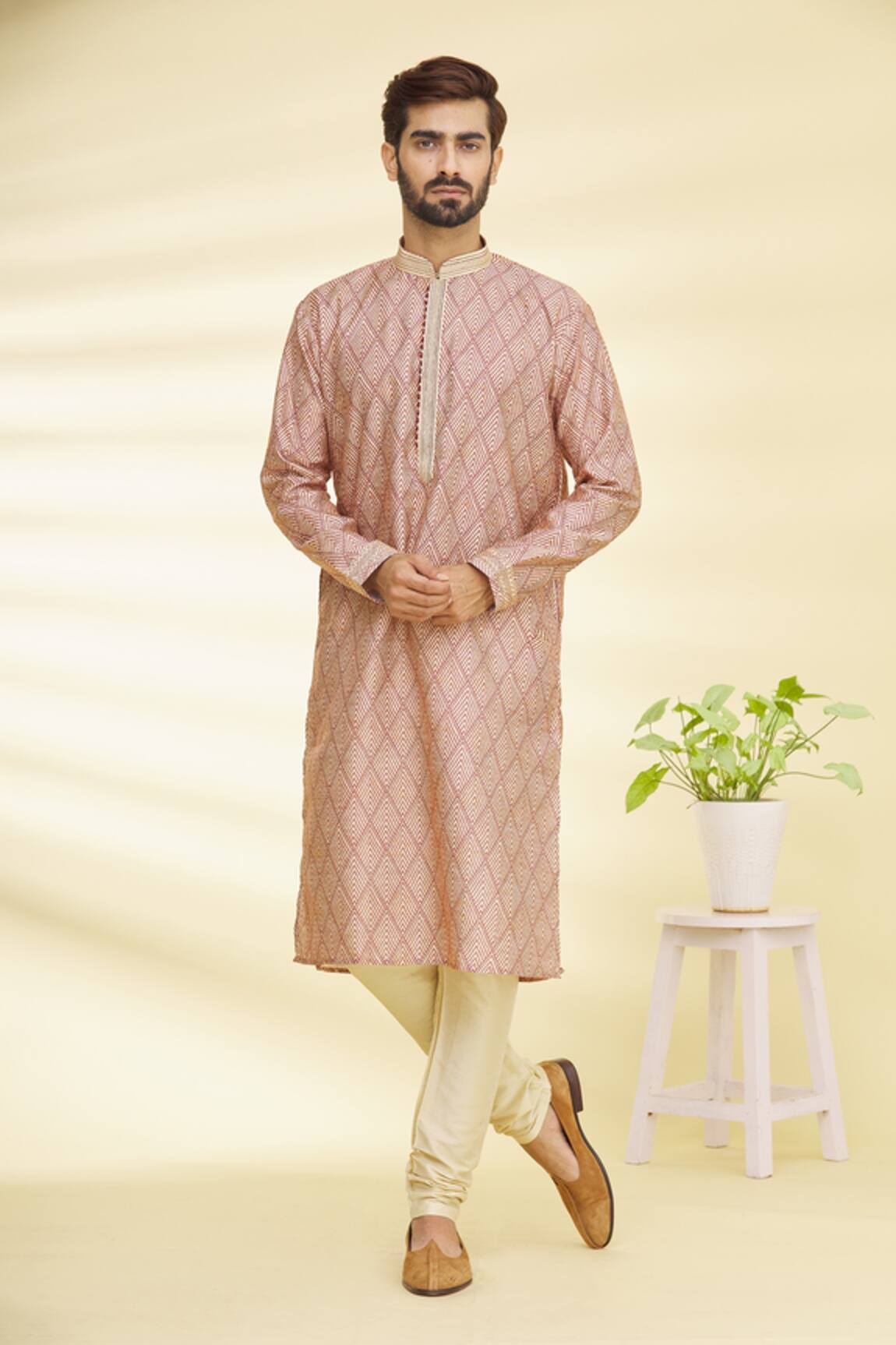 Arihant Rai Sinha Geometric Motif Print Straight Kurta 