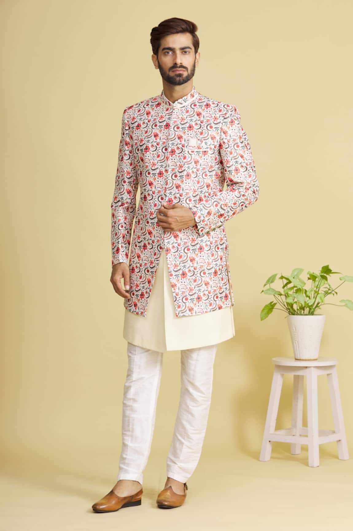Arihant Rai Sinha Floral Print Bandhgala Set