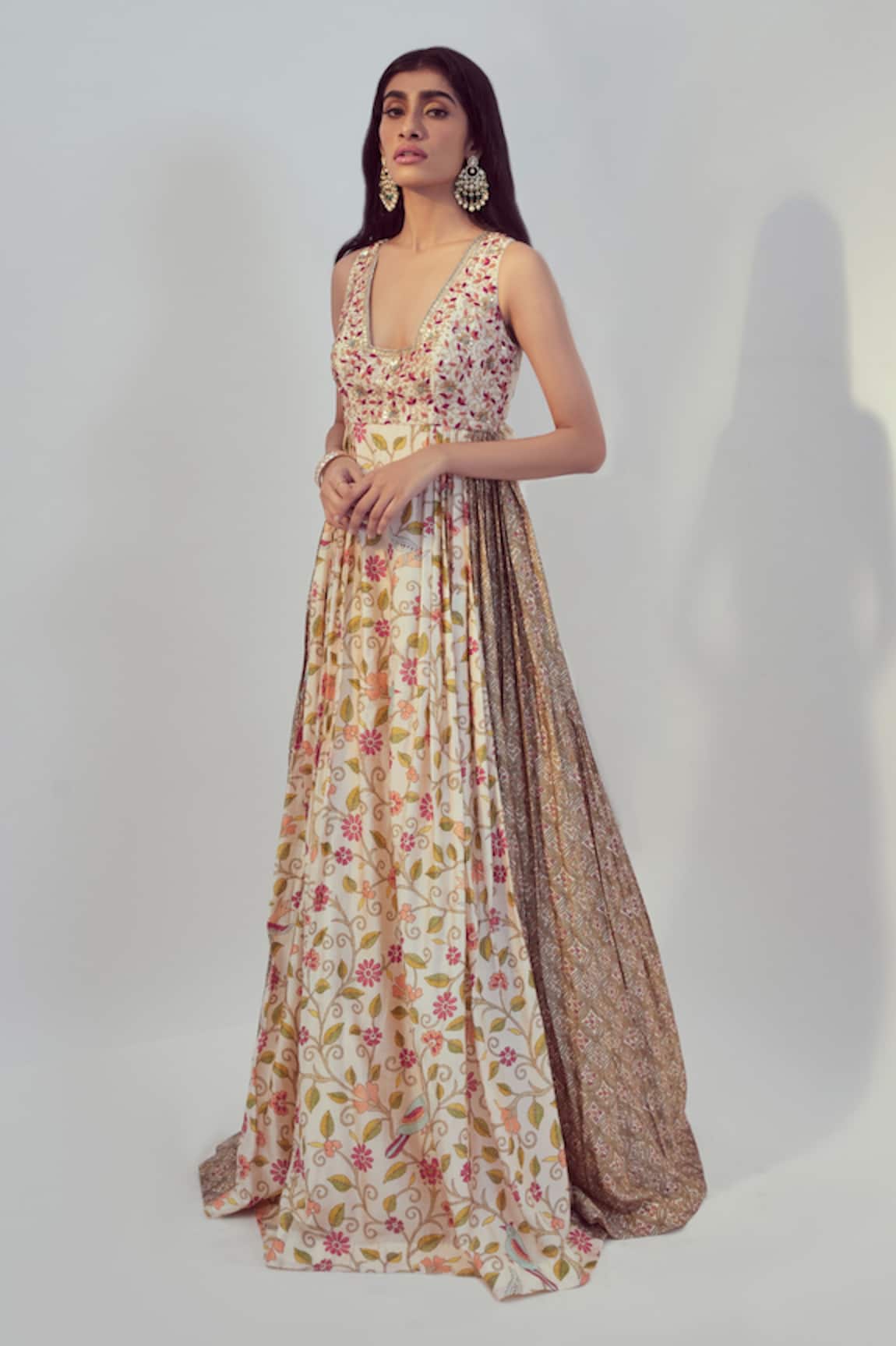 Drishti & Zahabia Floral Print Gown