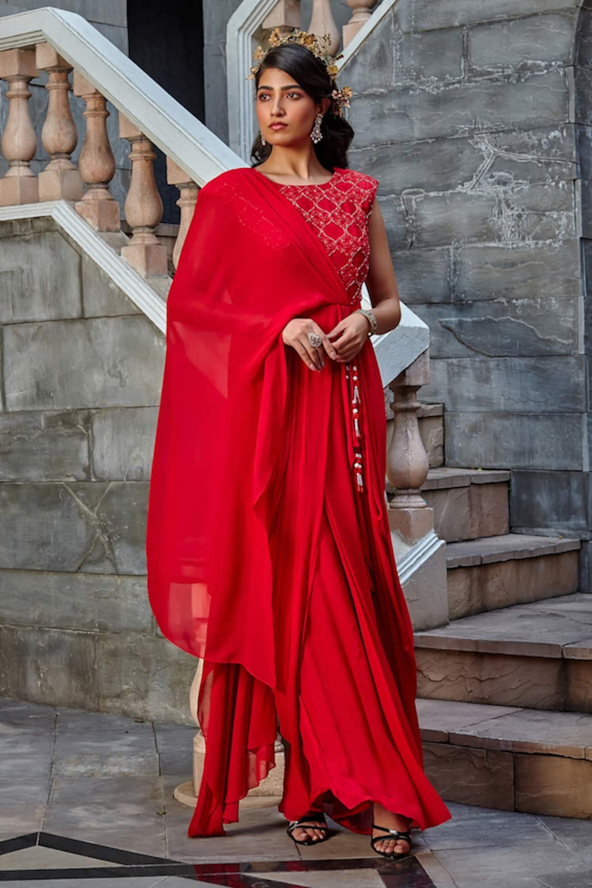 Shweta Aggarwal Embroidered Draped Gown