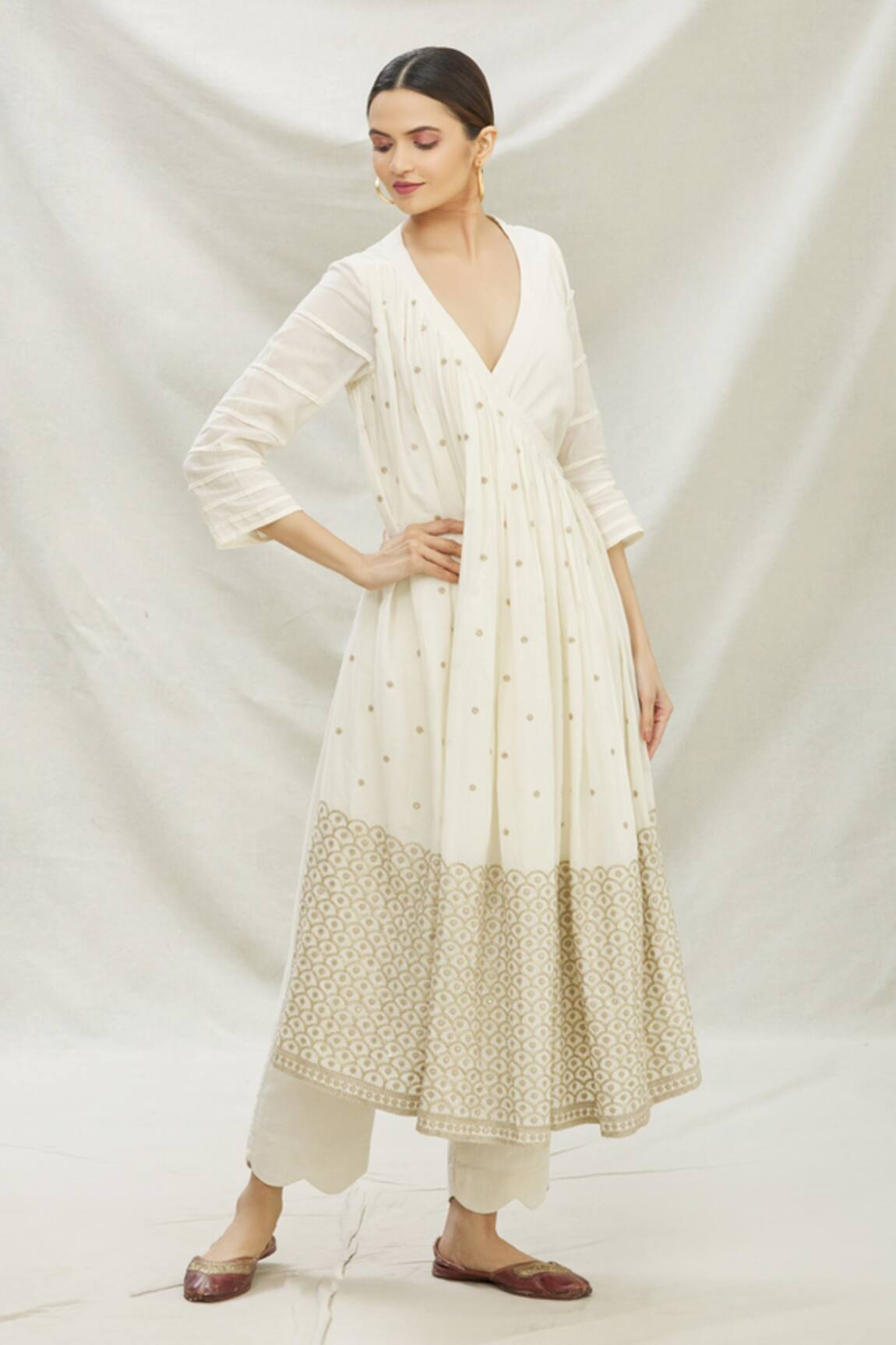 Divya Kanakia Cotton Embroidered Angrakha & Pant Set